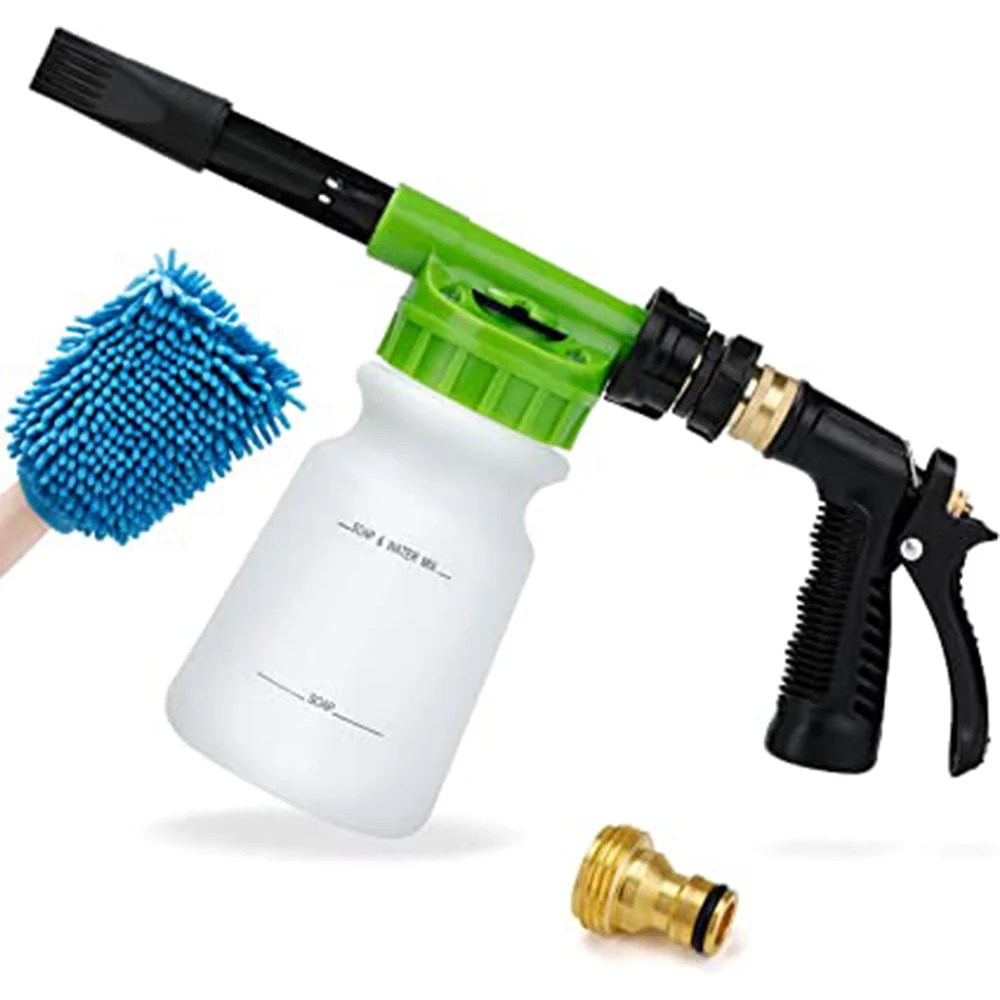 Swtroom Car Wash Foam Gun, Car Wash Soap Spray with 3/8 "Brass Connector, Double Filtration, Grade 6 Foam Concentration (Green)(Default Title)