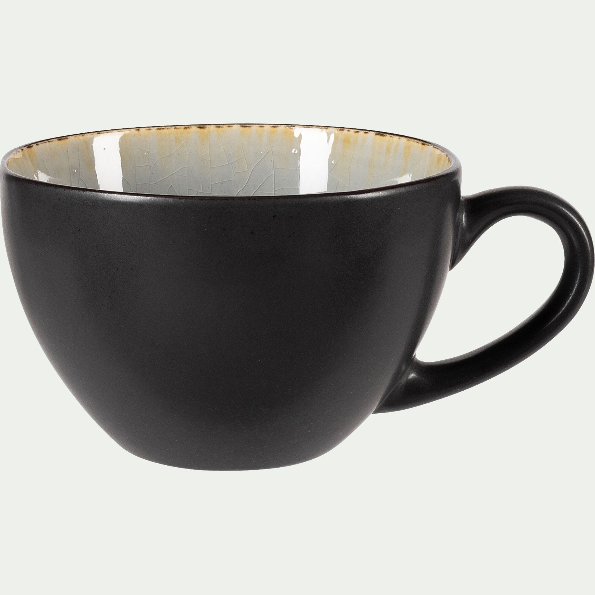 SELIME - Tasse et sous-tasse en grès réactif D10xH5cm - gris