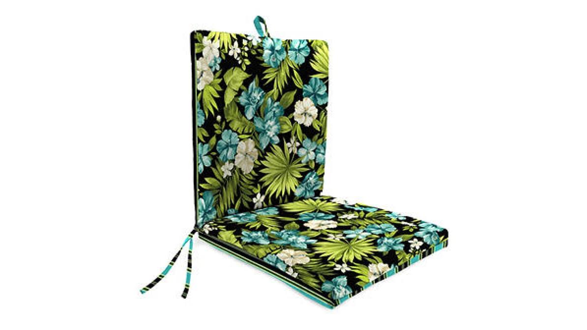 Jordan Manufacturing - Anya Tropical & Stripe Reversible French Edge Outdoor Chair Cushion