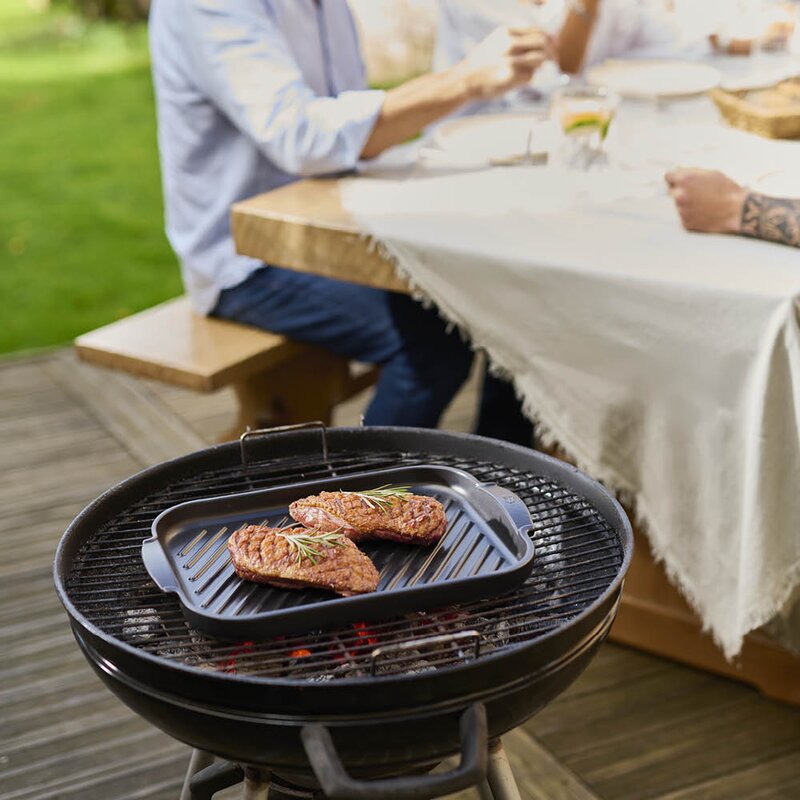 Grill2Table rillet grillplate 38x26 cm svart