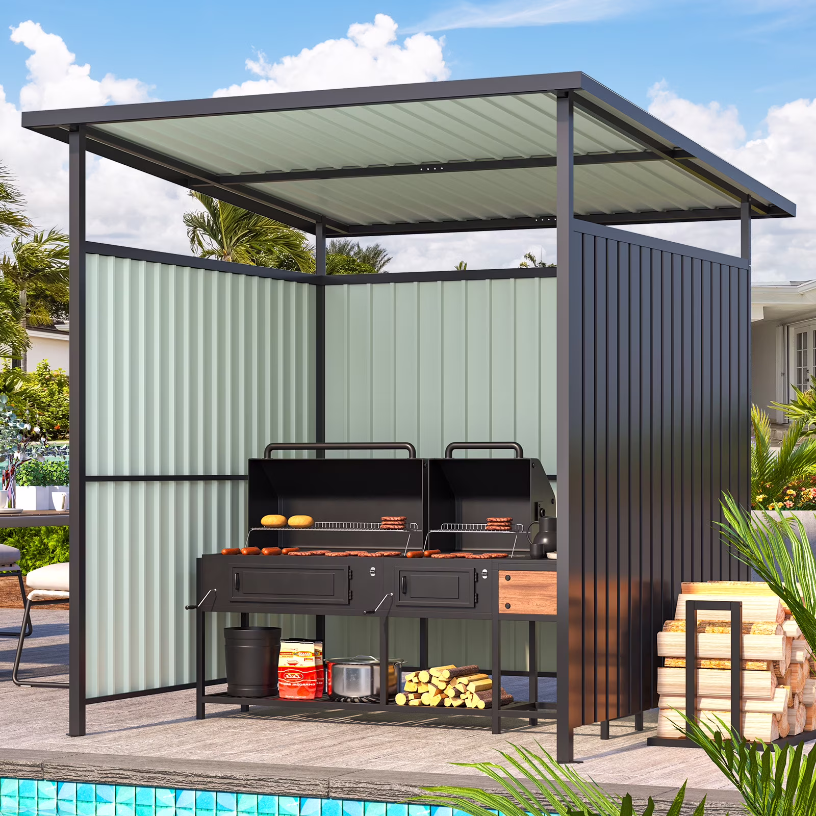 AECOJOY 6' x 6' Hardtop Gazebo Outdoor Pergola ?For Garden, Patio, Backyard-?Dark Gray