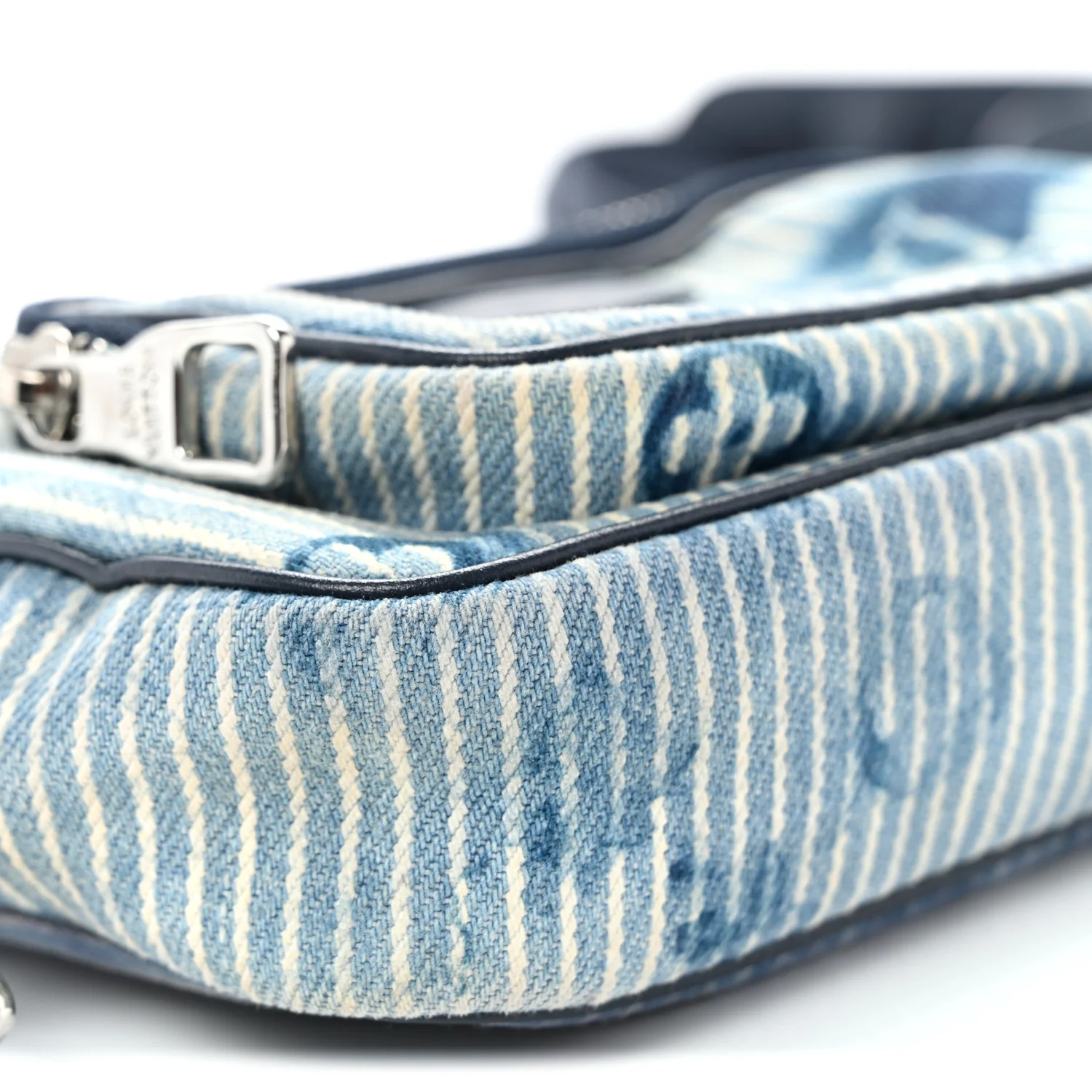 Hickory Stripes Denim Monogram Watercolor Outdoor Pouch Blue