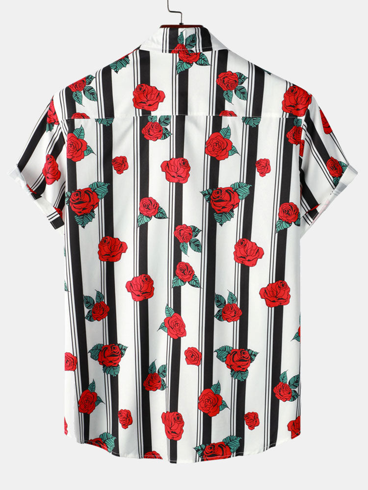 Rose Striped Print Shirt