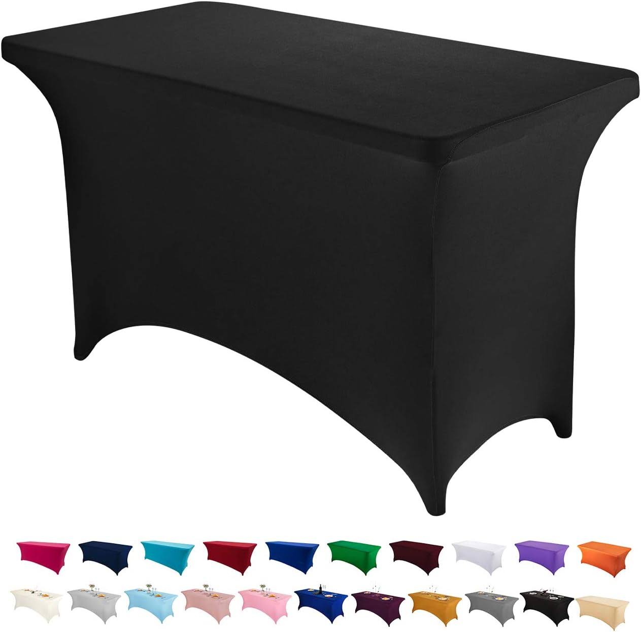 Gowinex Black 6 ft Spandex Tablecloth Stretch Fitted Table Cover, Size: 6ft (30x72 inches)