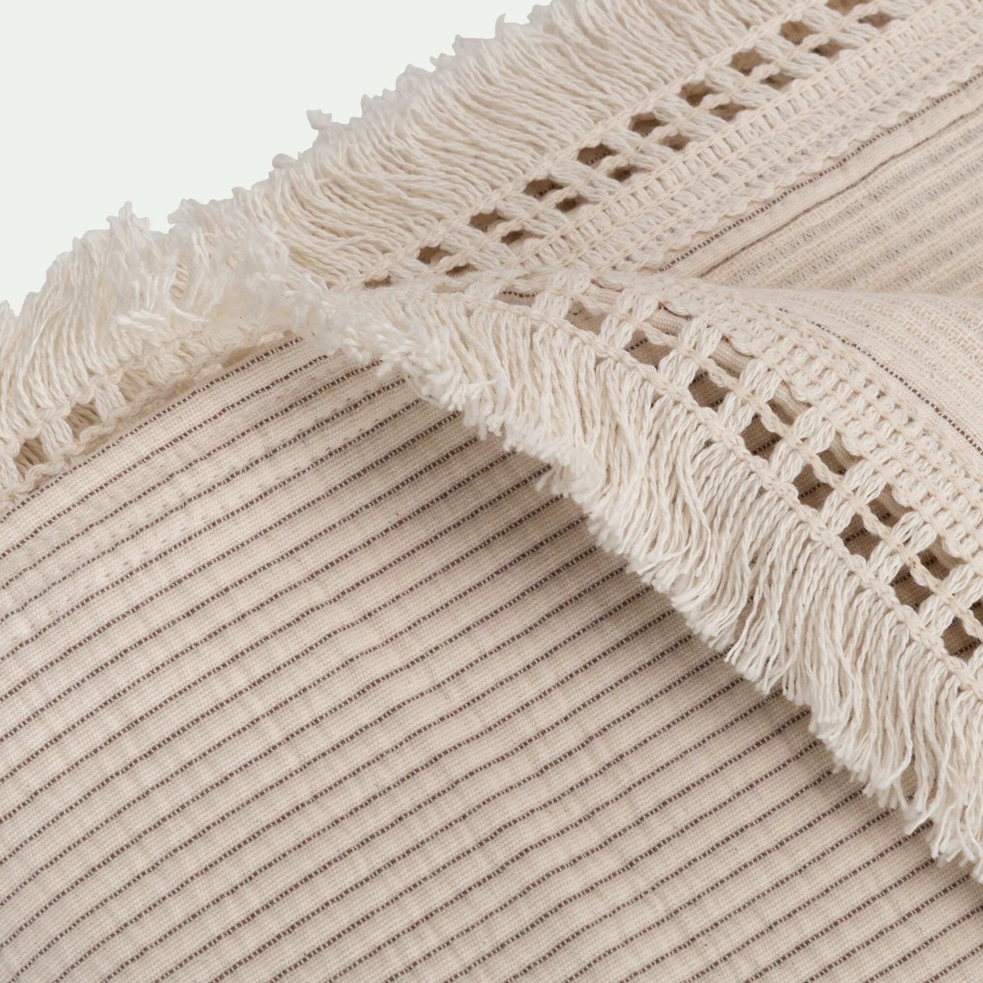 BARLIA - Couvre-lit en coton point ajouré 230x240cm - blanc écru