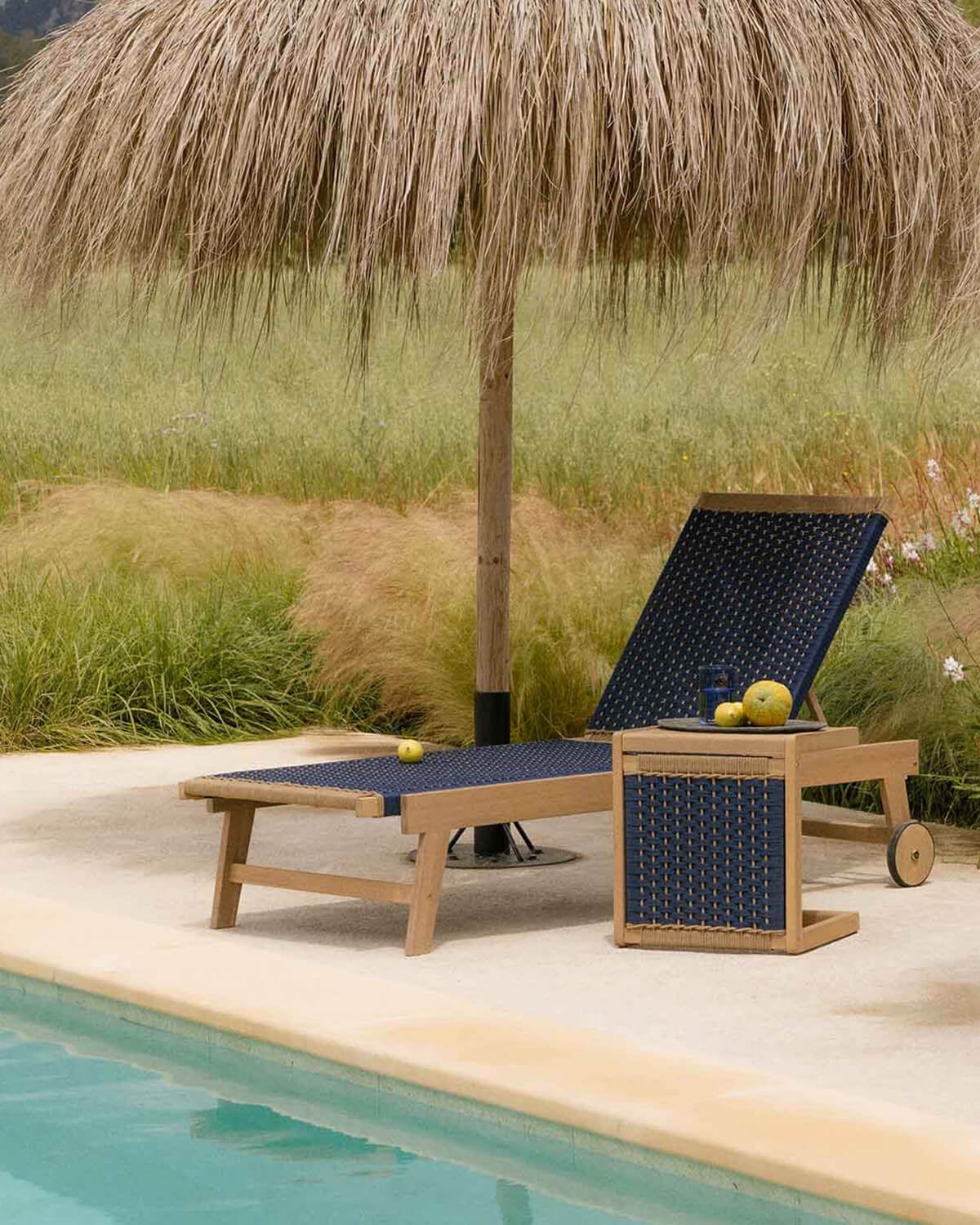 Mirle - Pack 2 Tumbonas con Ruedas de Madera de Acacia y Cuerda Mirle