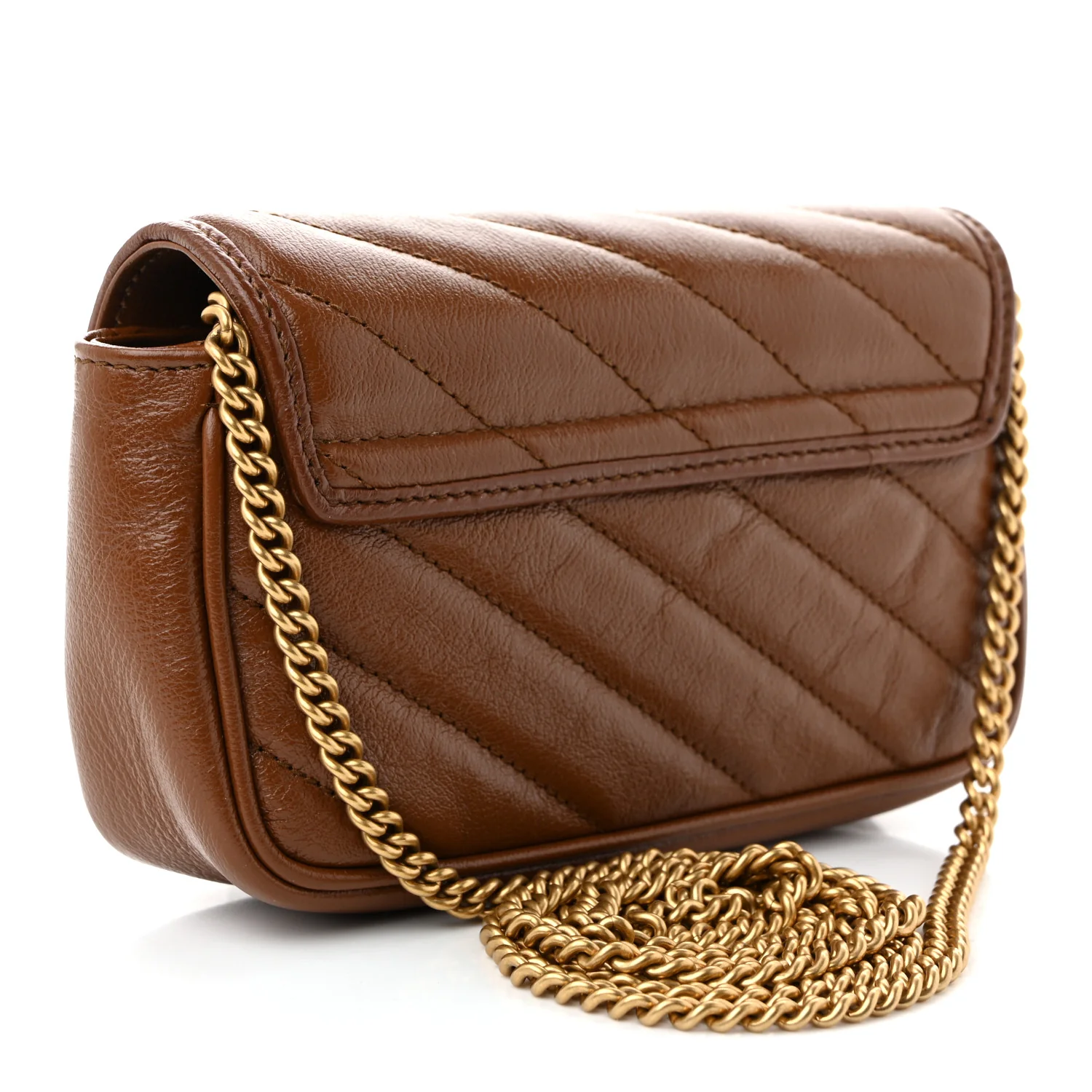 Azalea Calfskin Matelasse Diagonal Super Mini GG Marmont Shoulder Bag Cuir
