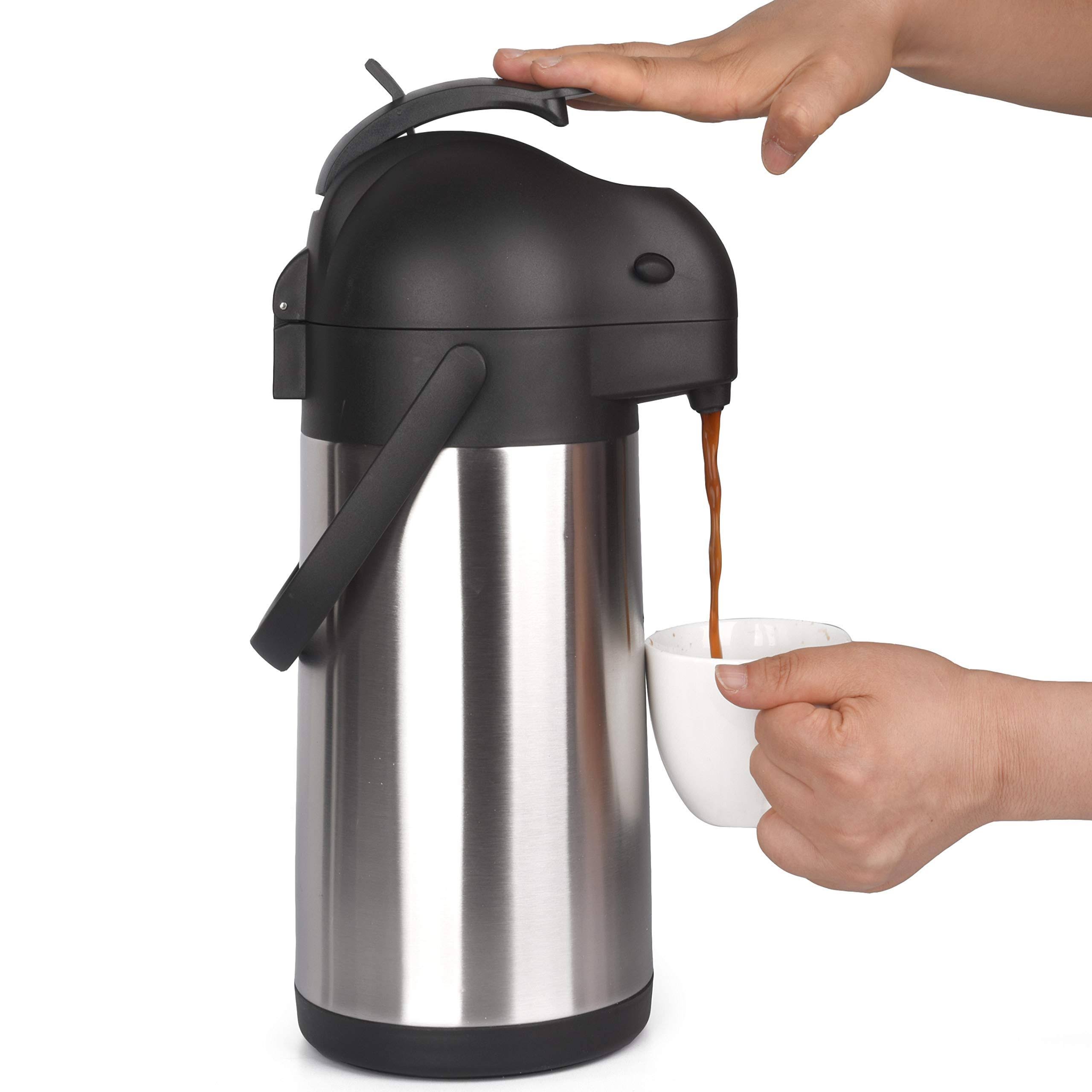 Cresimo 74 oz (2.2 Liter) Airpot Thermal Coffee Carafe/Lever Action/Stainless Steel