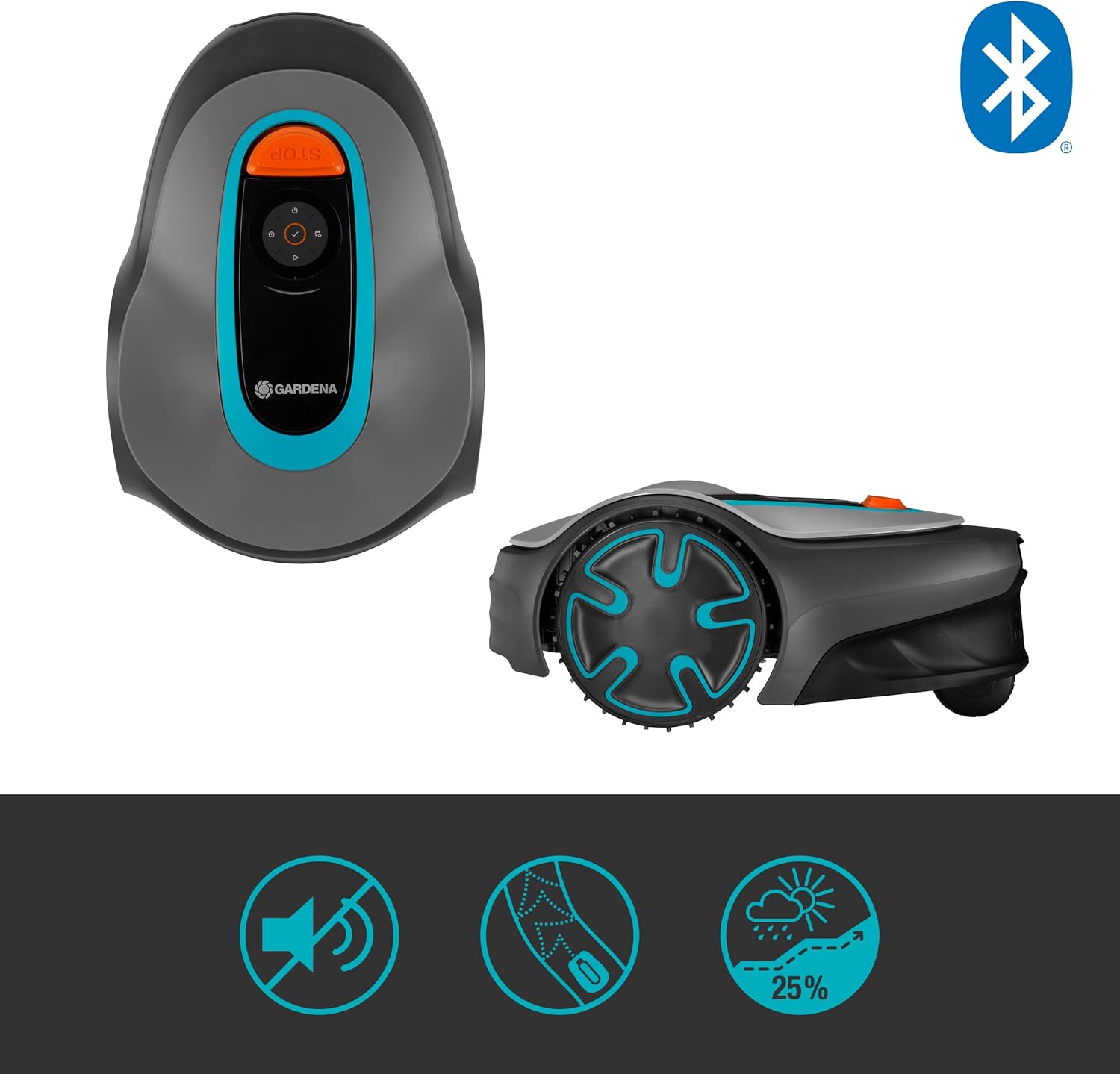 Gardena Robotmaaier SILENO minimo 500 m: intelligente grasmaaier met optimale connectiviteit, programmeerbaar met Gardena Bluetooth-app, DE-versie (15202-20)