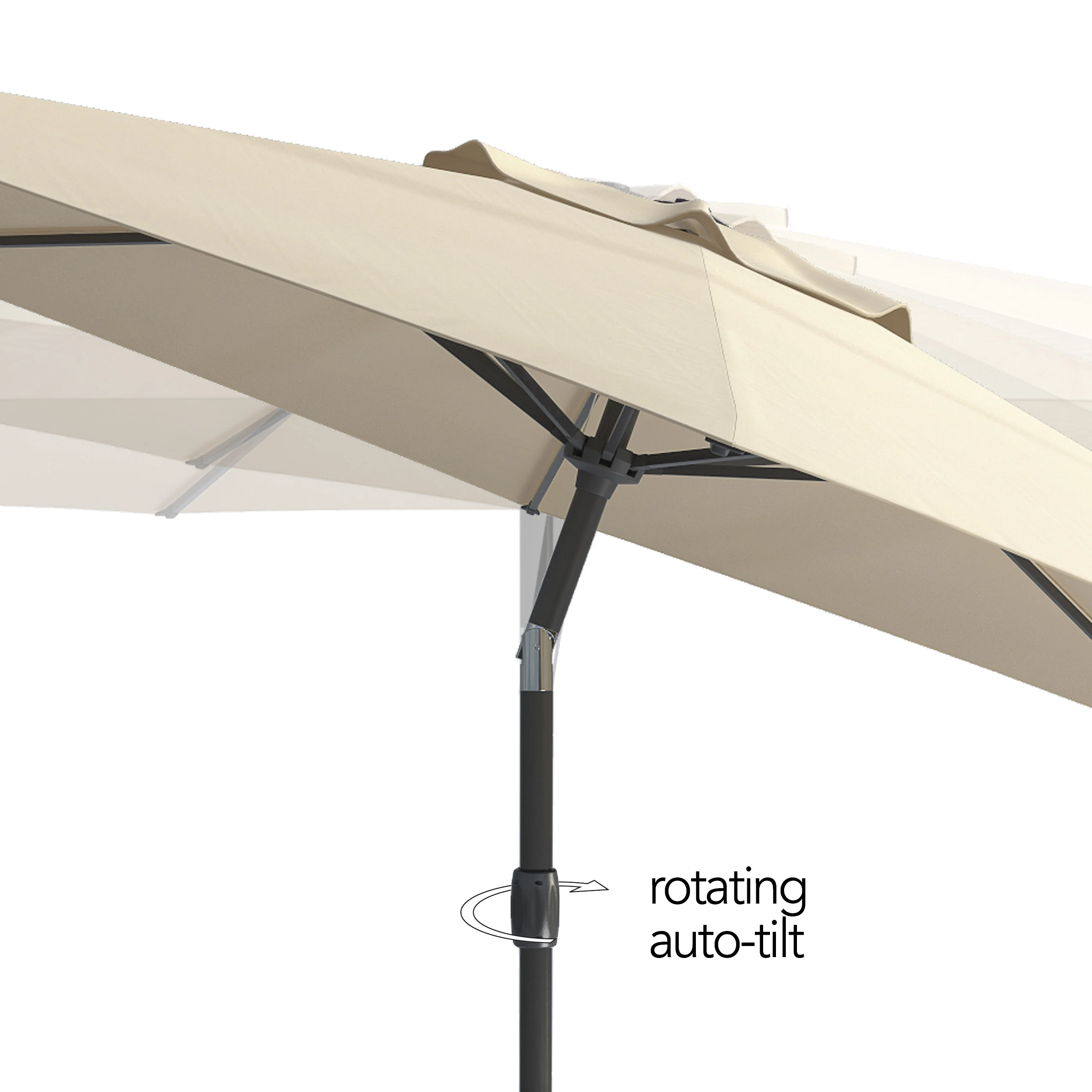 10 Foot Wind Resistant Patio Umbrella, Outdoor Parasol with Crank Tilt, Round Market Umbrella for Patio, Umbrella with Crank, Tilt Umbrella, Outdoor Umbrella, White(Off-White) - Image 9