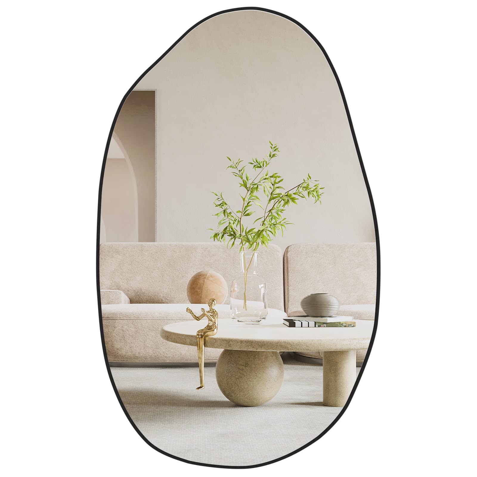 Cassilando Irregular Wall Mirror Asymmetrical Mirror Wall Mounted Unique Vanity Mirrorshaped Dressing Mirror Decorative for Living Room Bathroom Bedro