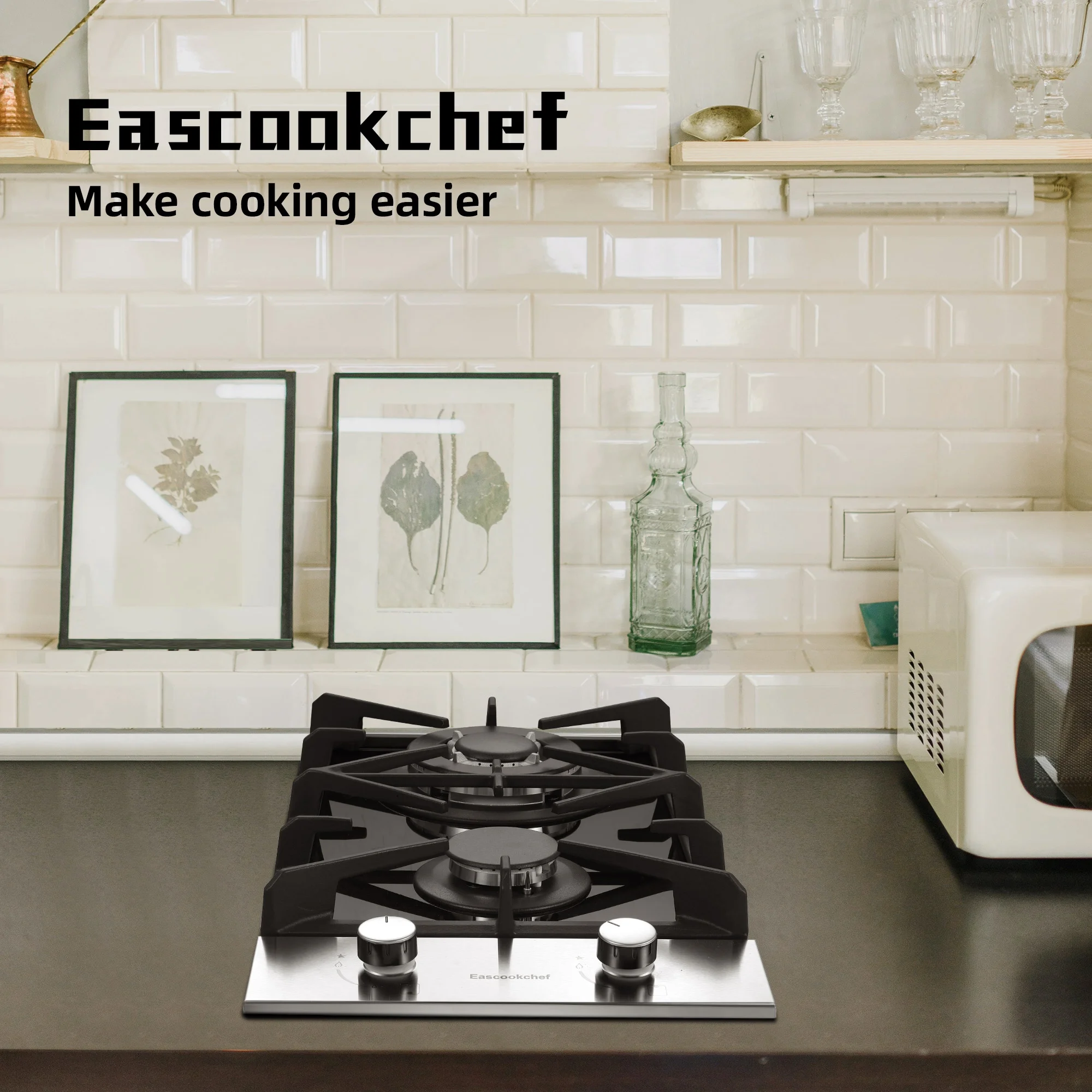2 Burners Gas Cooktop Electric Stove Oven 12 inch NG/LP Gas Stainless Flame-Out Proof - Image 5