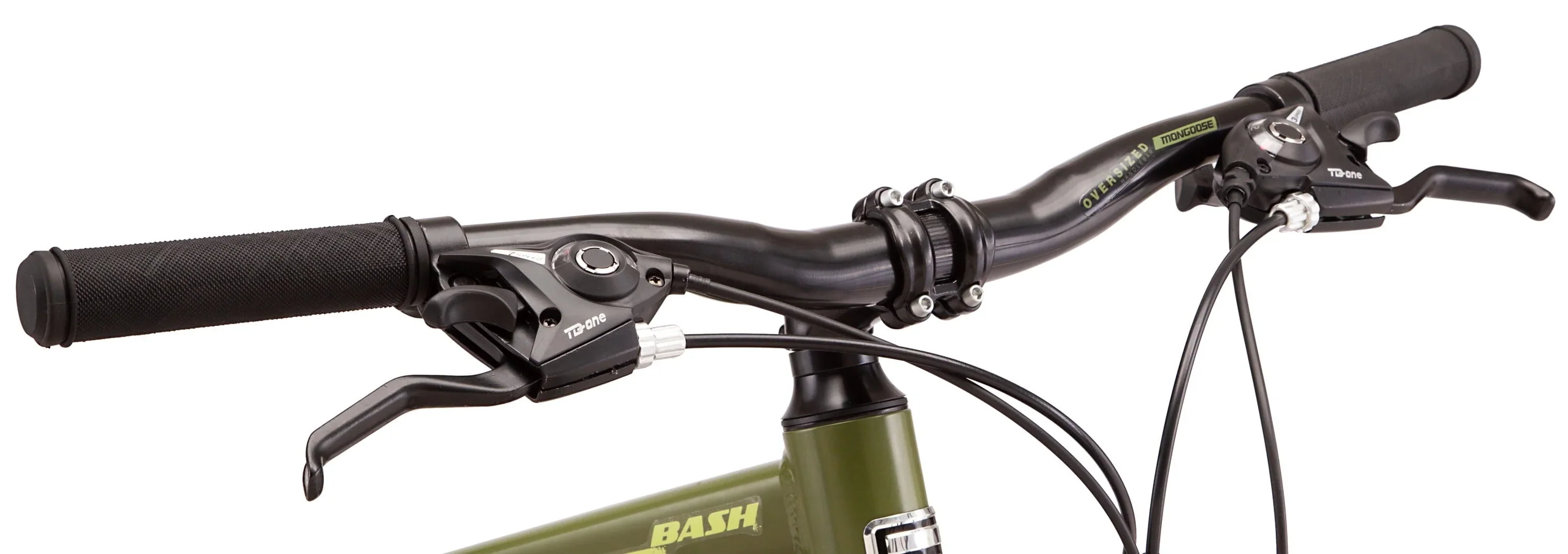 Mongoose Bash Suspension mountain bike, 21 speeds, 26-inch wheels, green