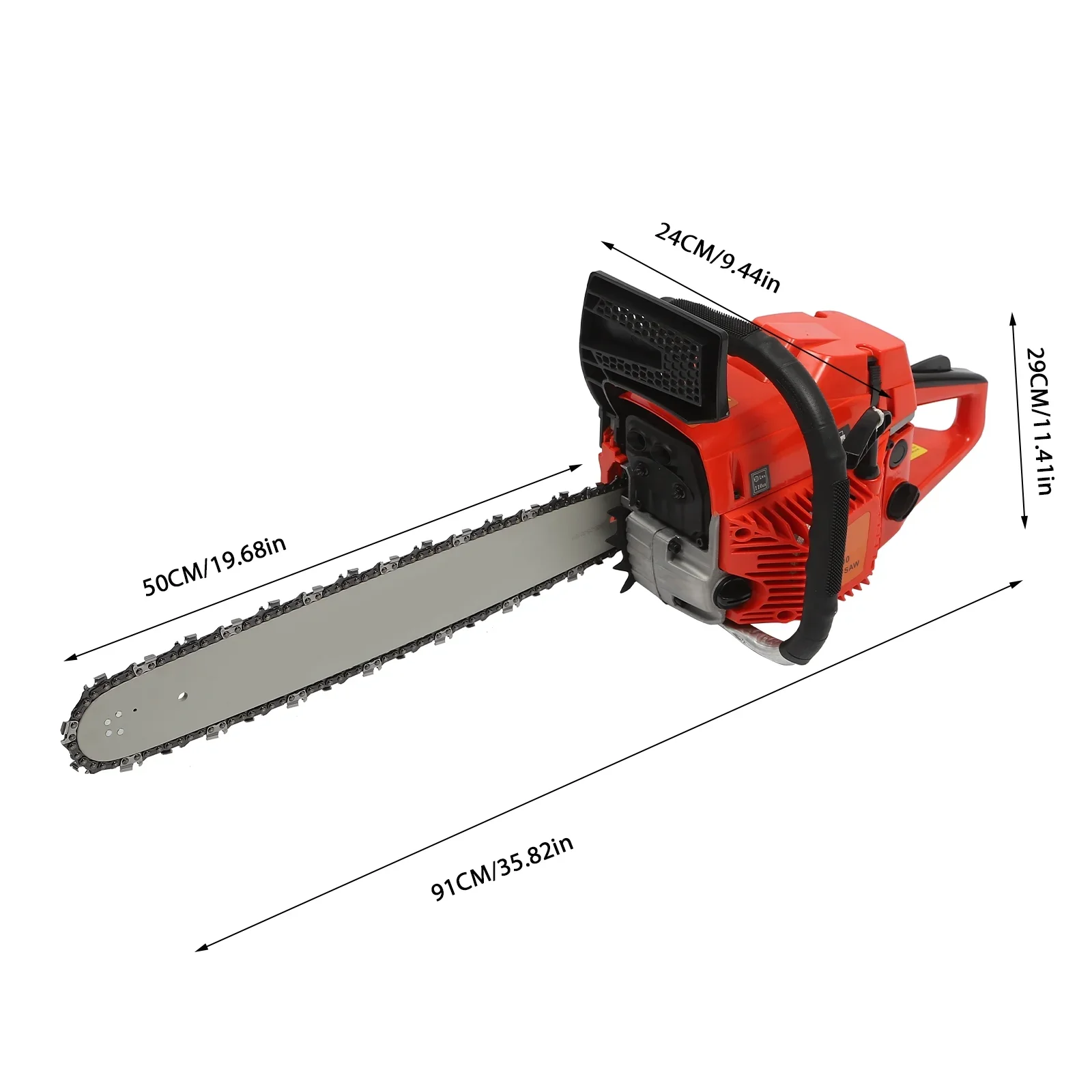 Miumaeov 20'' 2-Stroke Cordless Gas Chainsaw Commercial Logging Saw Red 58cc Power Gasoline Saw Wood Cutting Machine Handheld Petrol Gasoline Chain Saw for Farm Forest Garden and Ranch