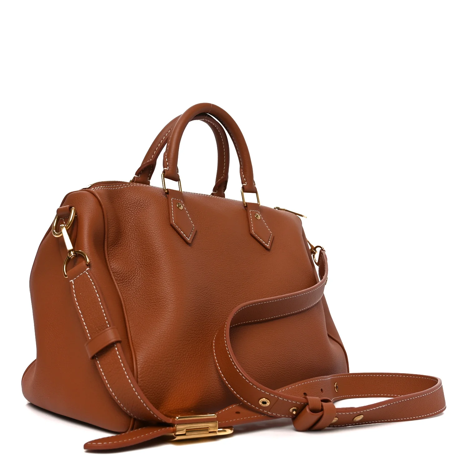 Grained Calfskin Low Key Speedy 30 Cognac
