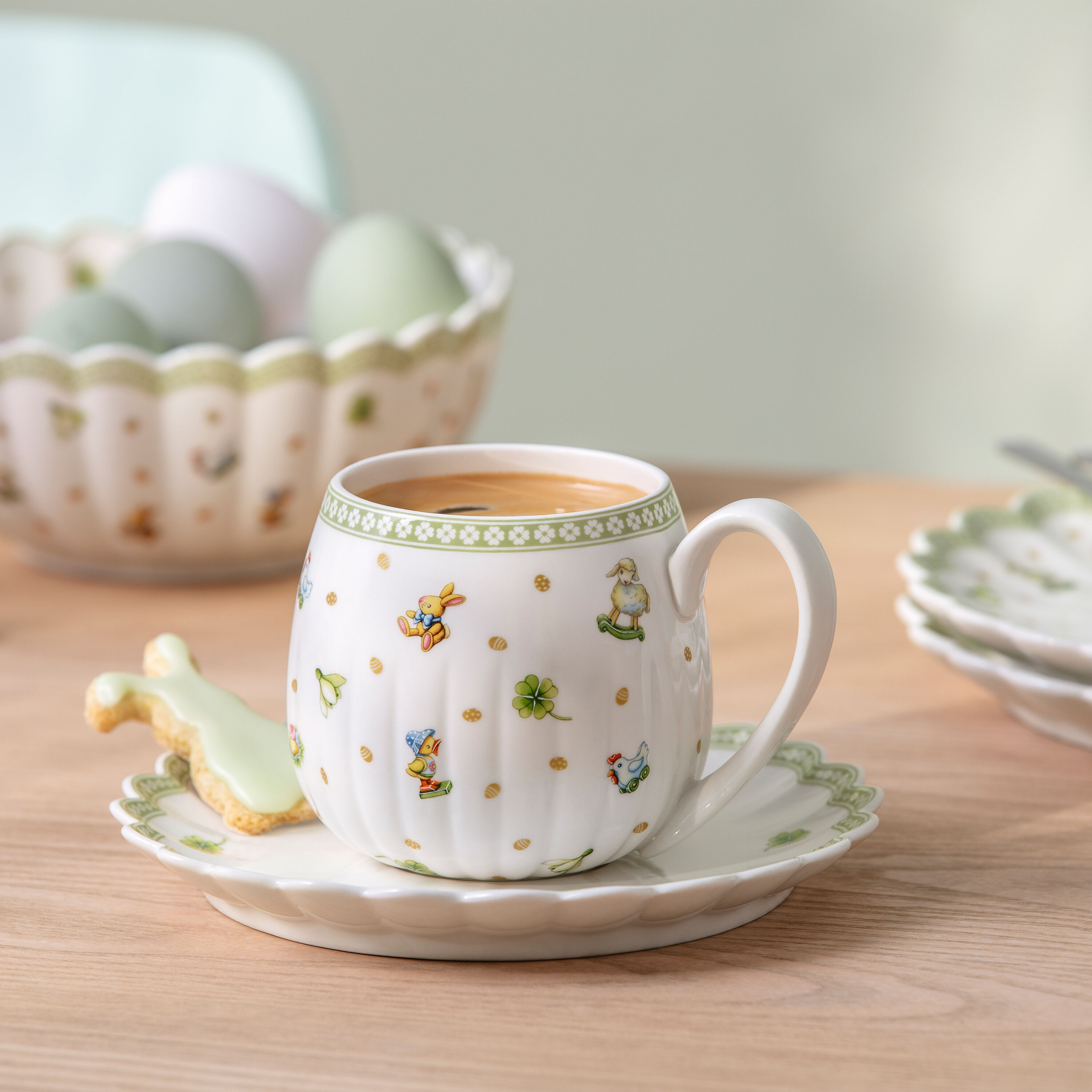Easter Delight Mug saucer - Green, 7'', Premium Porcelain