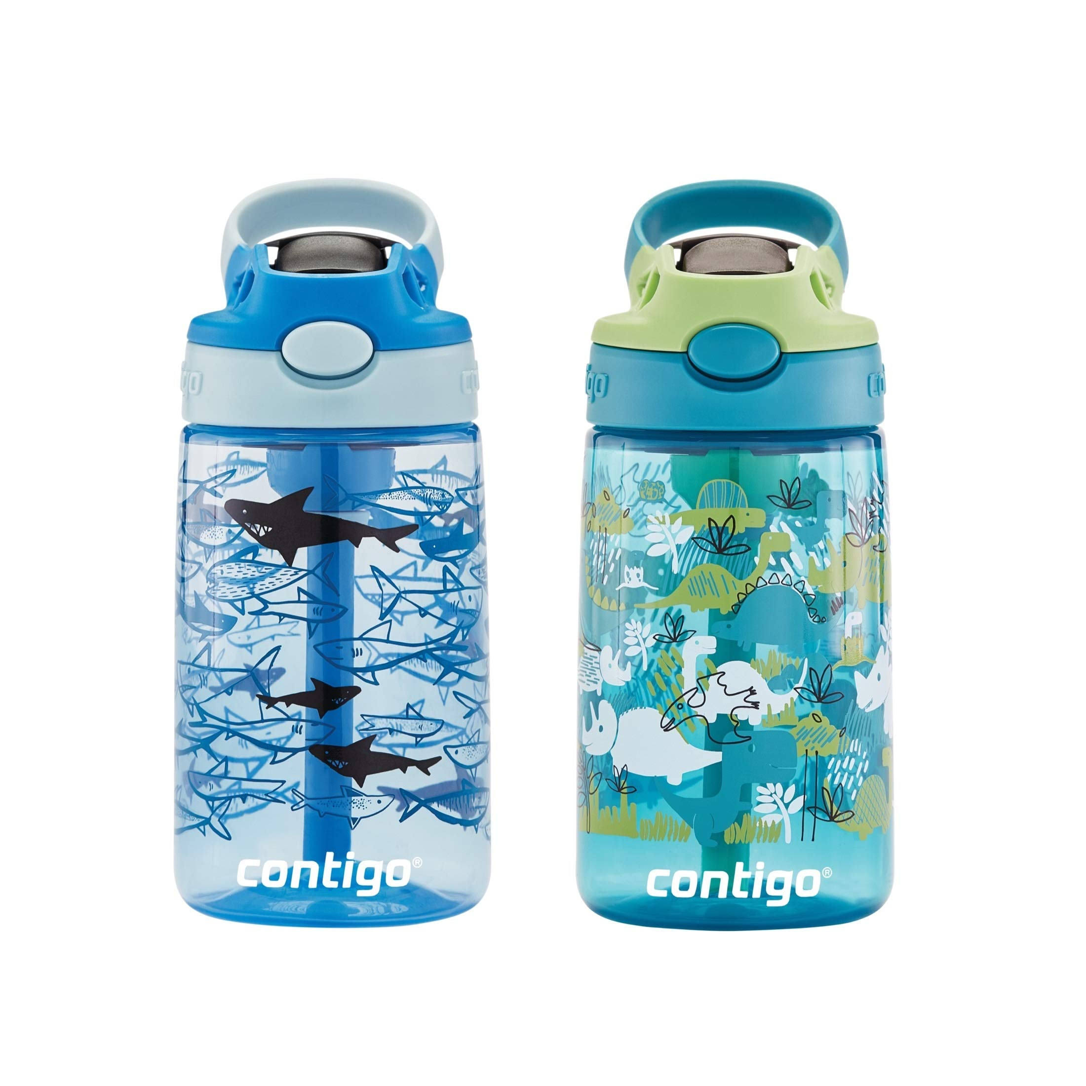 Contigo Kid's 14 oz. Water Bottle 2-Pack - Dinos/Sharks