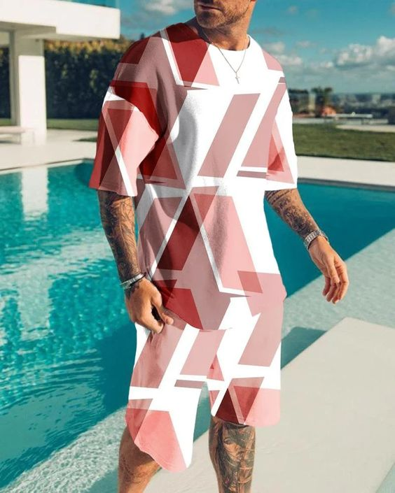 Costume short colorblock pour homme Suitmens
