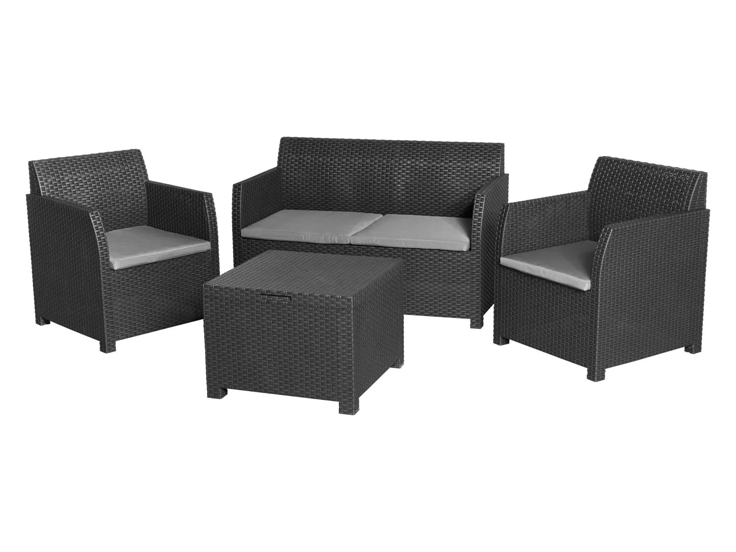 LIVARNO home Salon de jardin, 4 pices, anthracite/gris