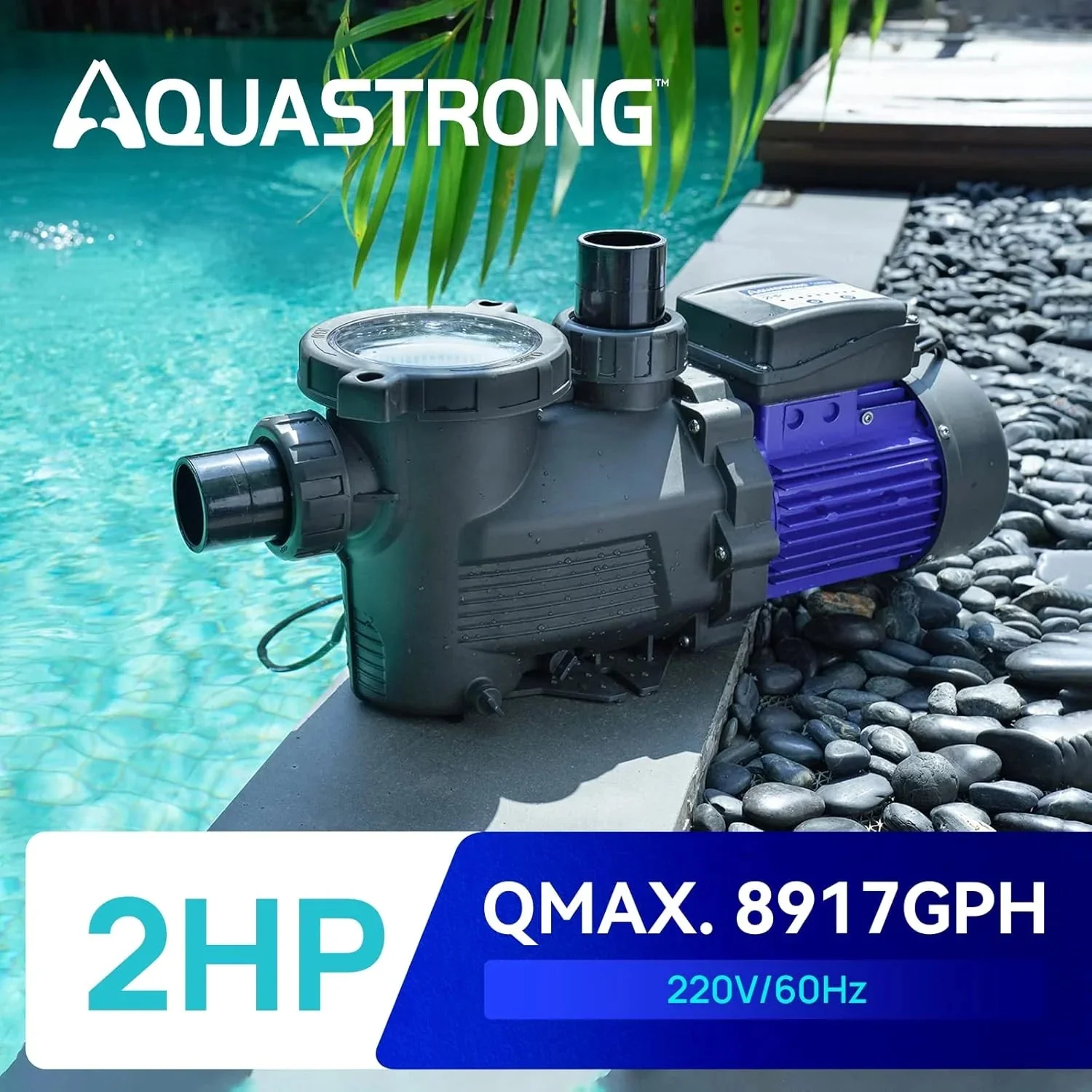 Aquastrong in Above Ground Pool Pump High Flow with Timer 2HP 8917 Gph 220V