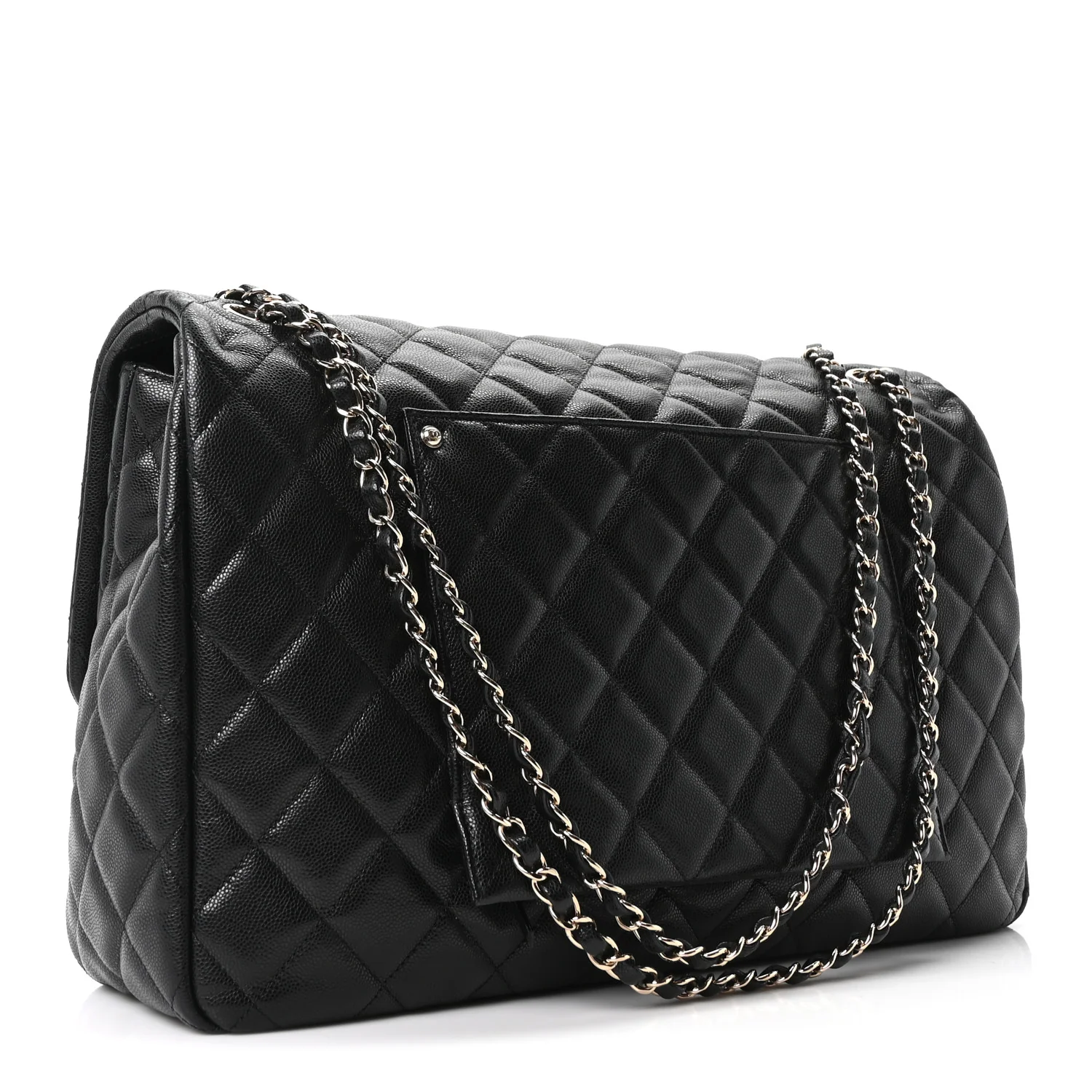 Caviar Quilted XXL Travel Flap Bag Black