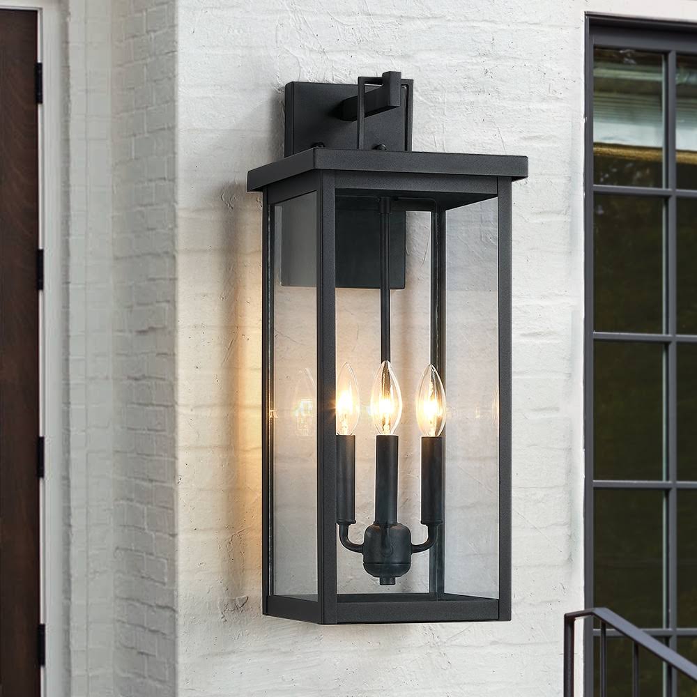True Fine Spun 3-Light 22.5-in Black Outdoor Wall Light | TD40019OT
