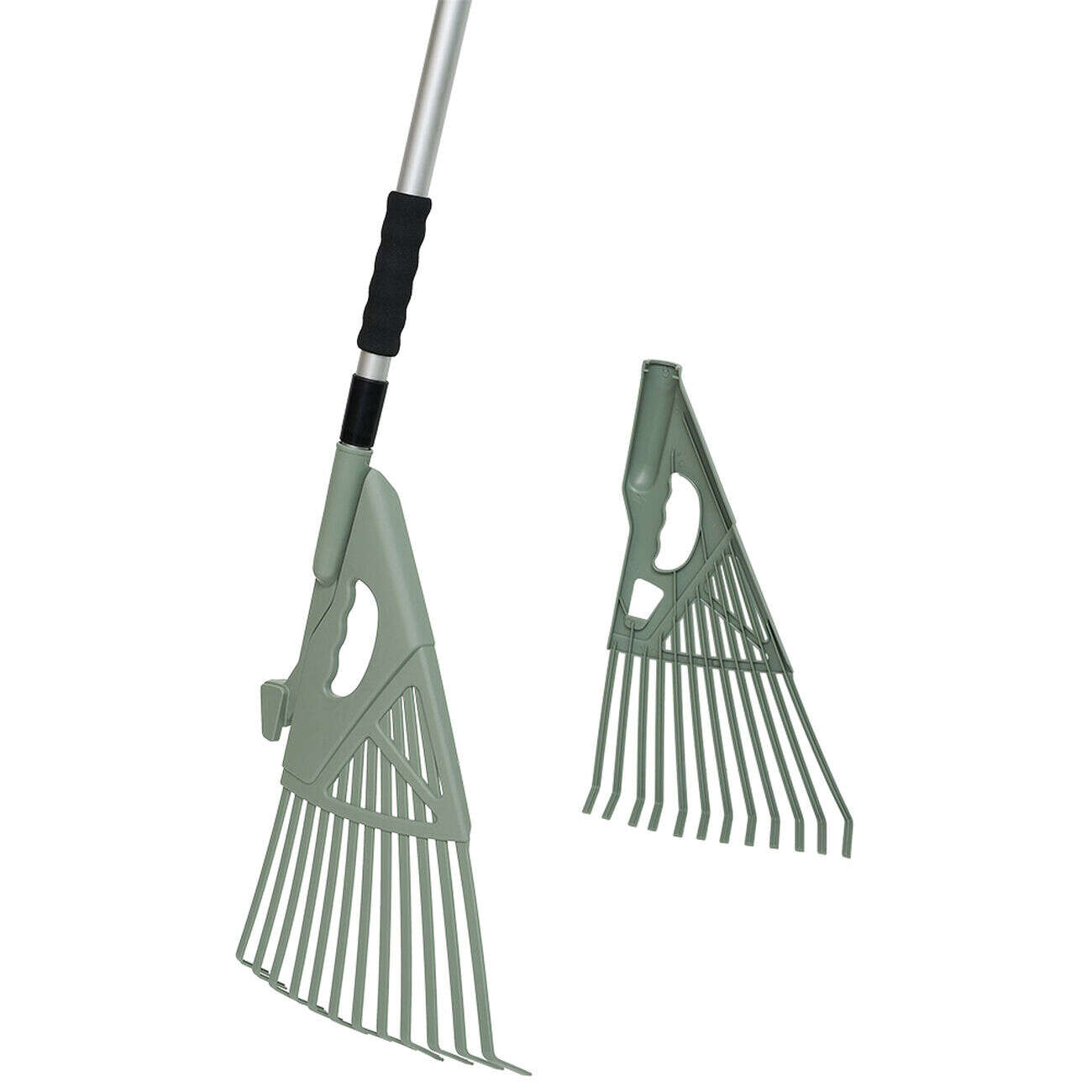 Râteau télescopique 2en1 ramasse-feuille L157 cm