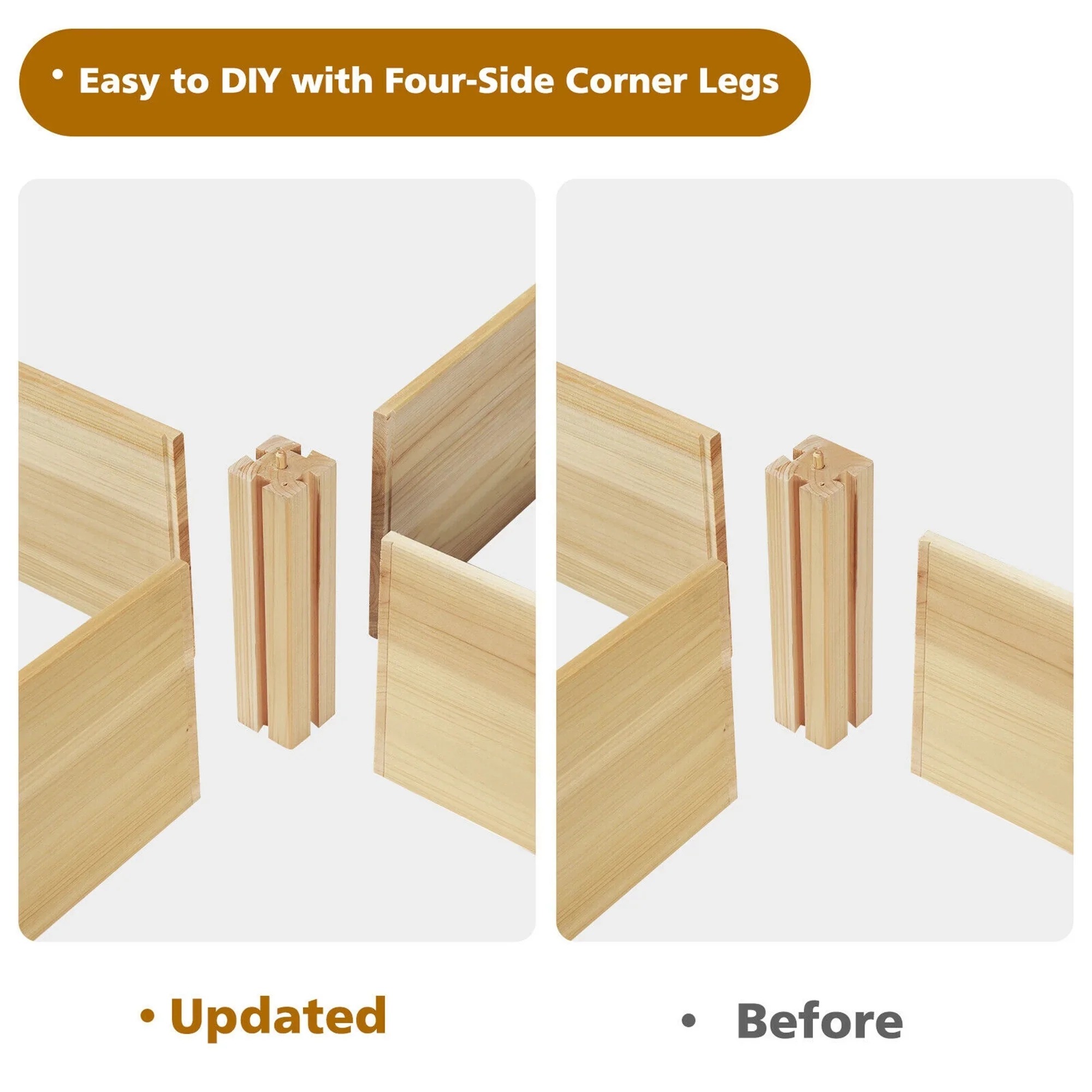 Gymax Raised Garden Bed 92.5x95x11in Wooden Garden Box Planter Container U-Shaped Bed