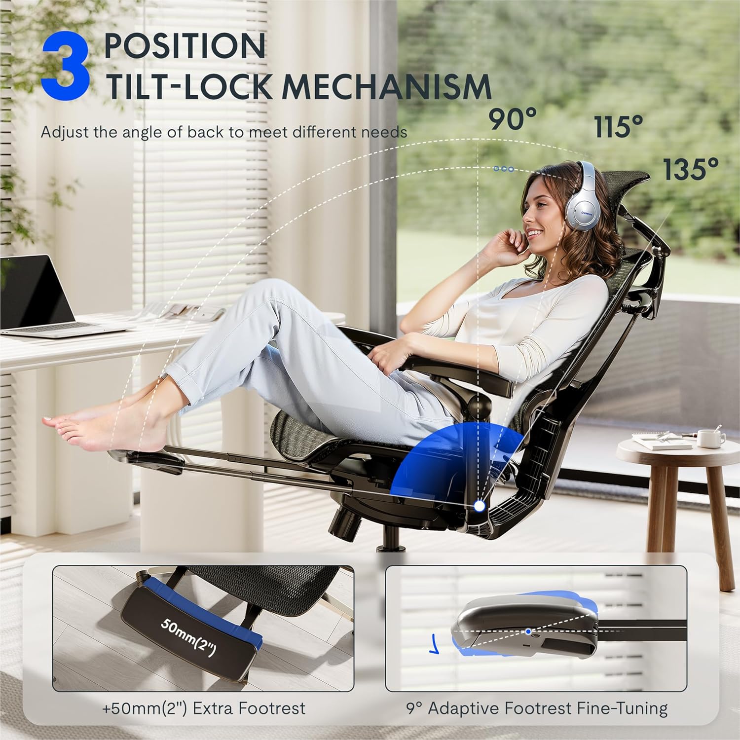 FLEXISPOT ErgoX-PRO Ergonomic Office Chair Black – AeroWeave 5.0 Mesh Seat, 5D Lumbar, 7D Armrests, 4D Headrest, 551LBS Capacity – Office, Gaming, Home