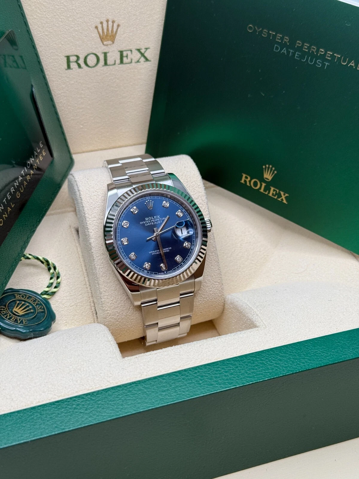 [Super Clone]RLX  Datejust 126334-0015 Blue Diamond Oyster 41mm Stainless Steel Mens Watch