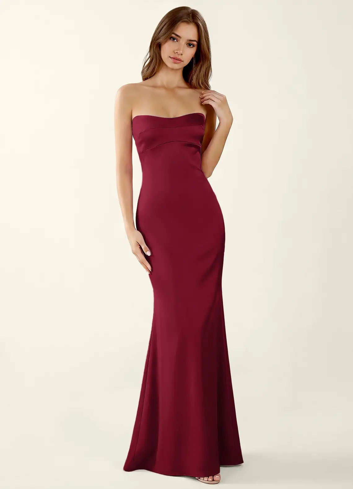 Miniqueadom Merlot Open Back Satin Party Dress