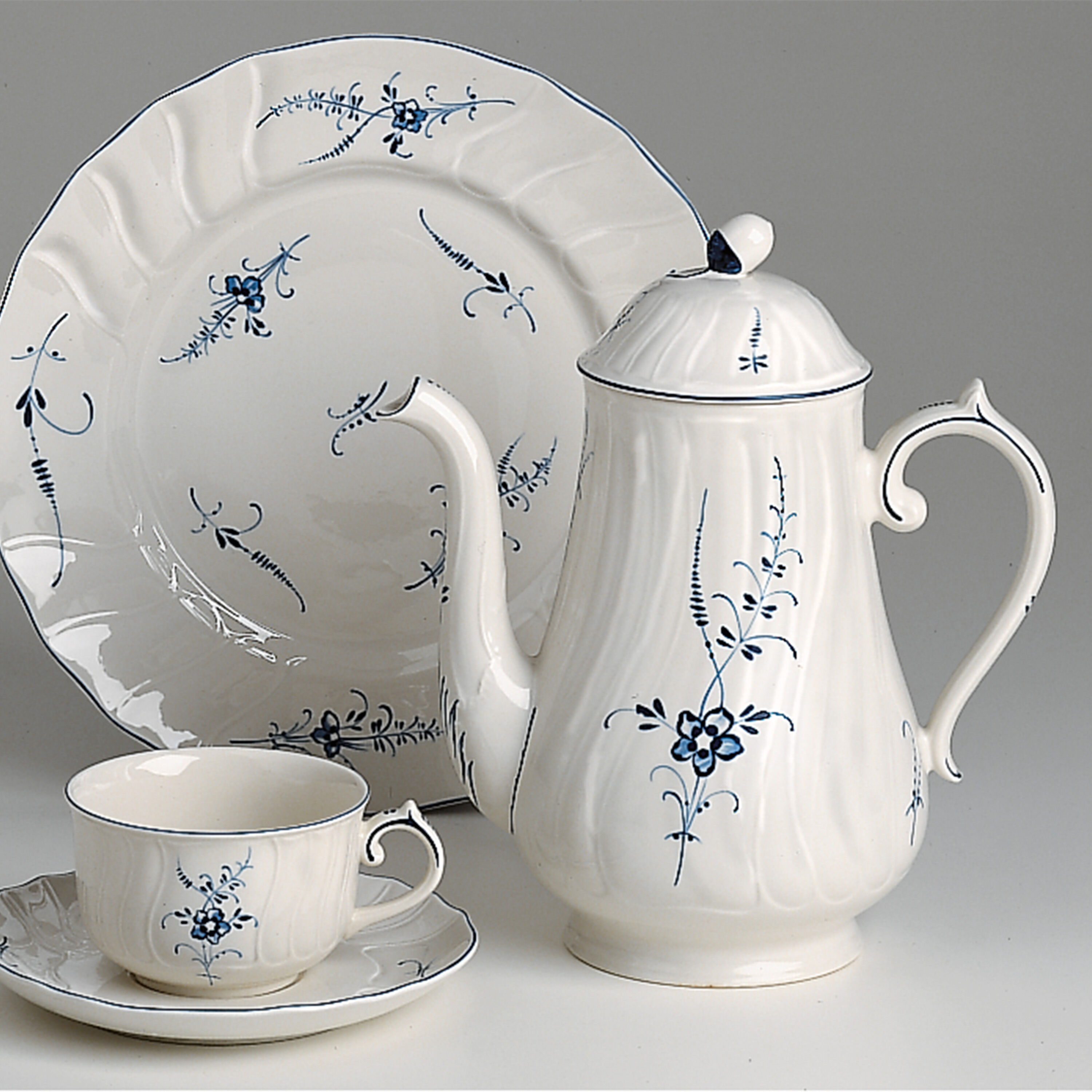 Vieux Luxembourg Coffee pot - White, 40.6 oz, Premium Porcelain
