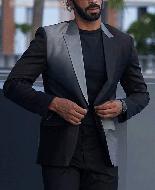 Blazer à imprimé ombré tendance, col à revers et un bouton