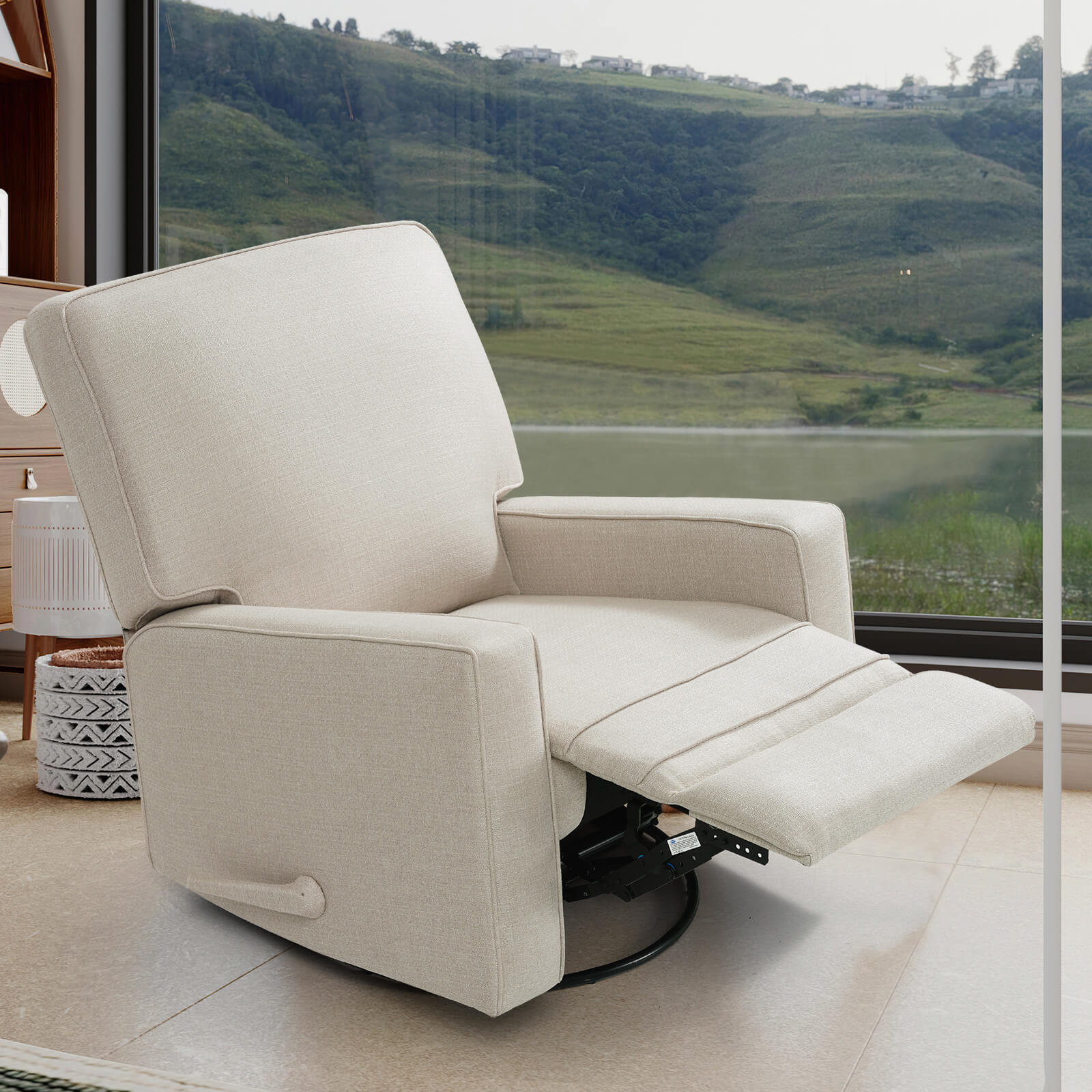Fauteuil inclinable manuel à bascule pivotant pour chambre d'enfant, en tissu