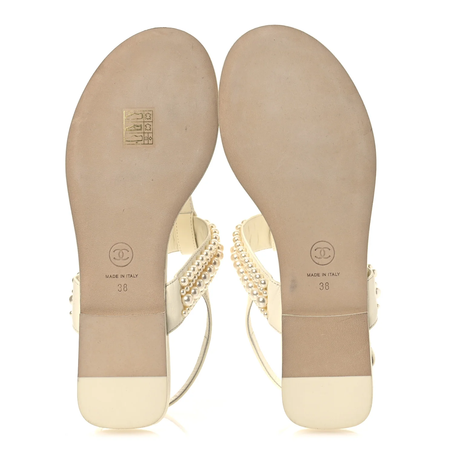 Lambskin Pearl Mini CC Thong Sandals 38 White