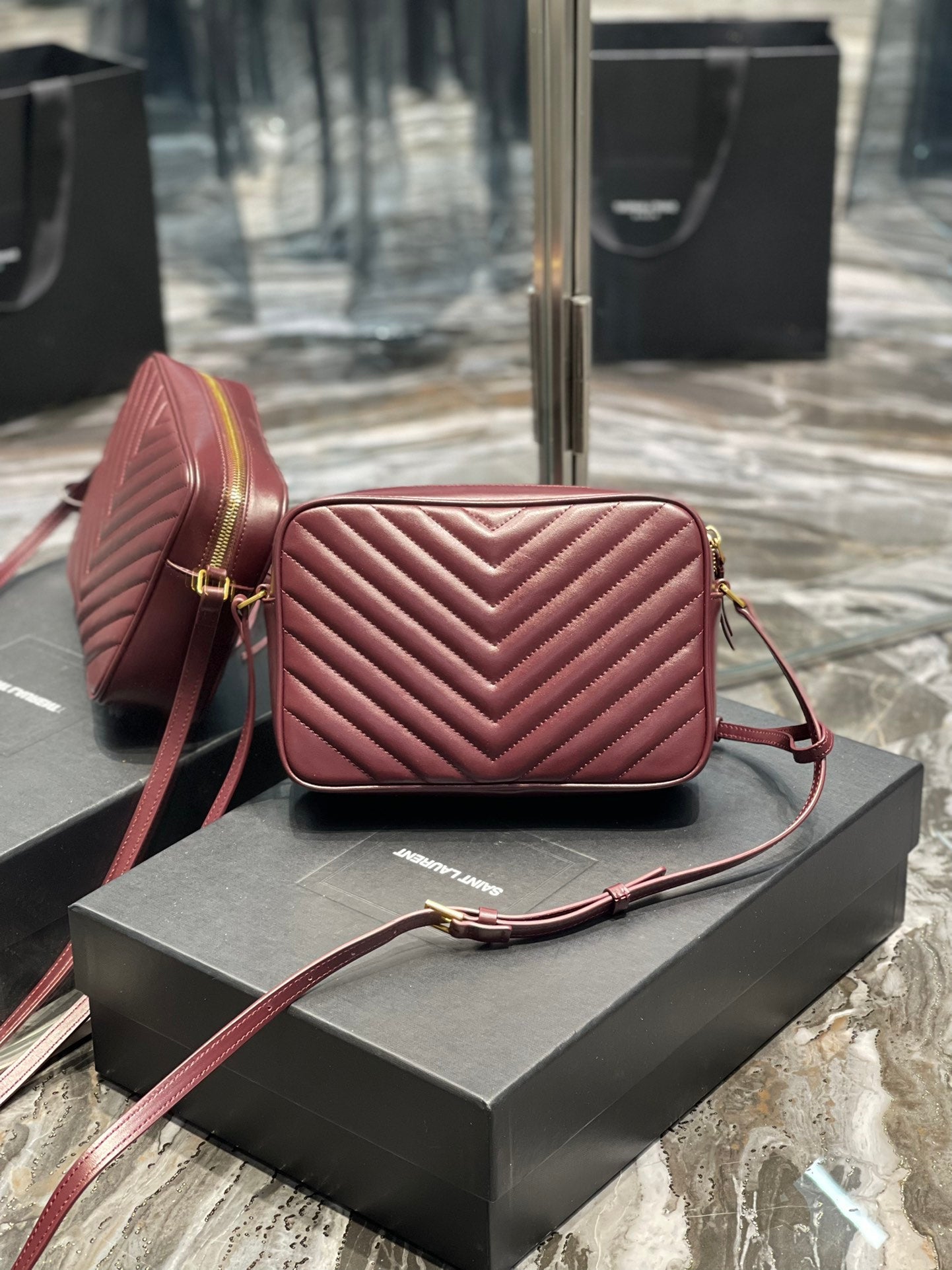 Y Lou Camera Bag In Quilted Leather