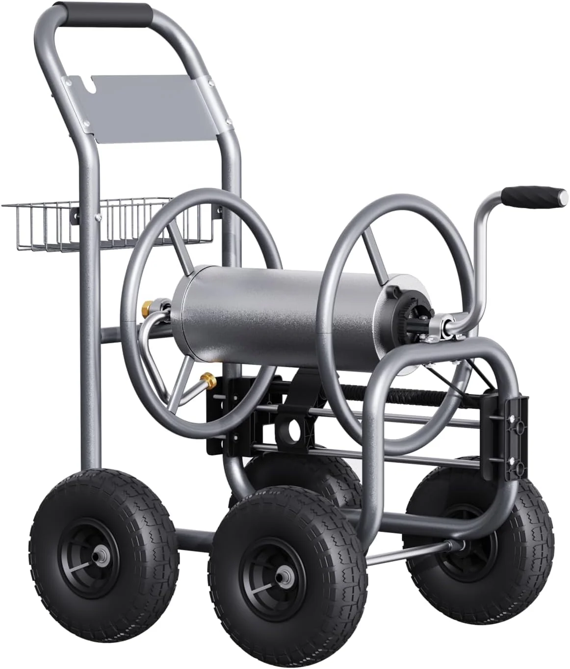 Chariot enrouleur de tuyau, chariot à roulettes robuste, enrouleurs de tuyau industriels pour l'extérieur, capacité de 76 m (250 pieds) de tuyau de 16 mm (5/8 po), guide-tuyau préinstallé