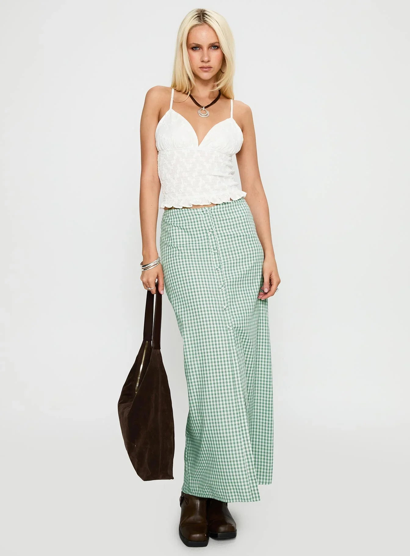 Macadamia Maxi Skirt Green White