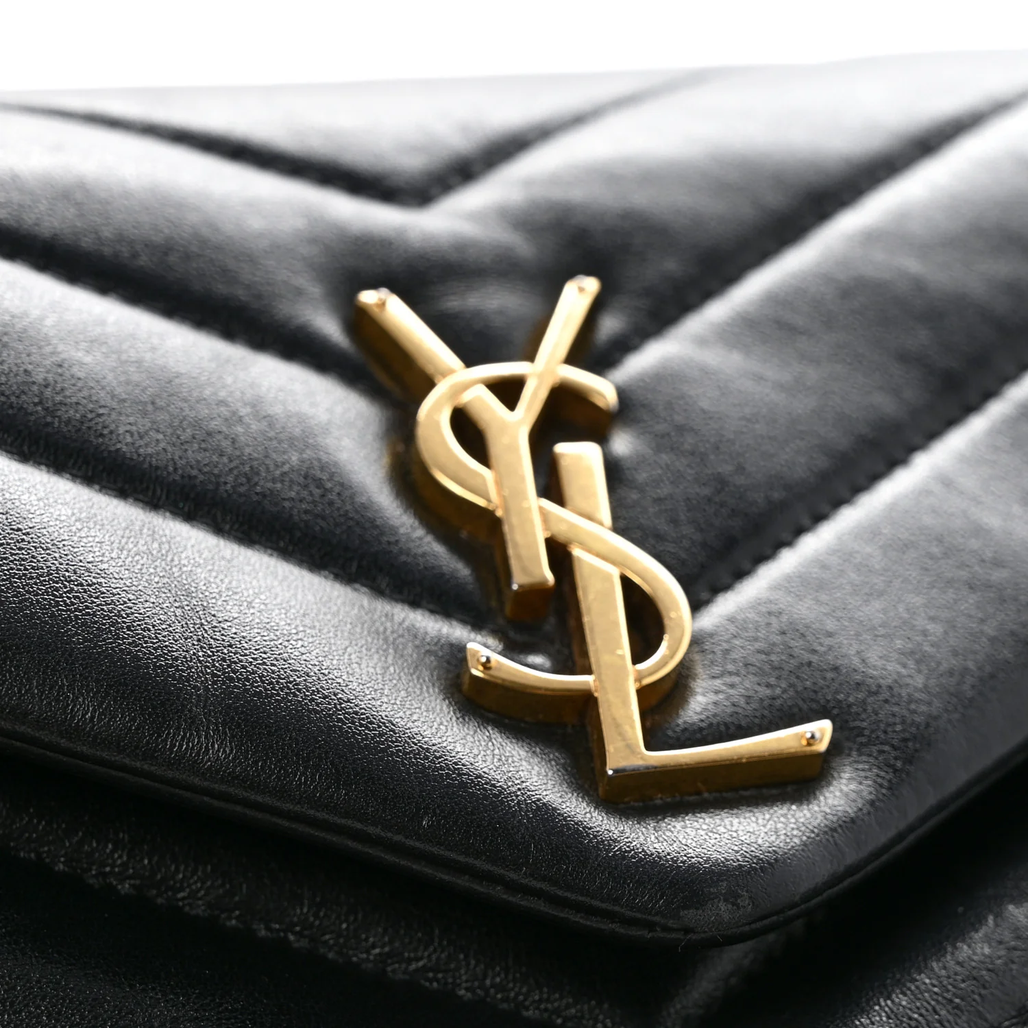 Calfskin Y Quilted Monogram Small Loulou Chain Satchel Black