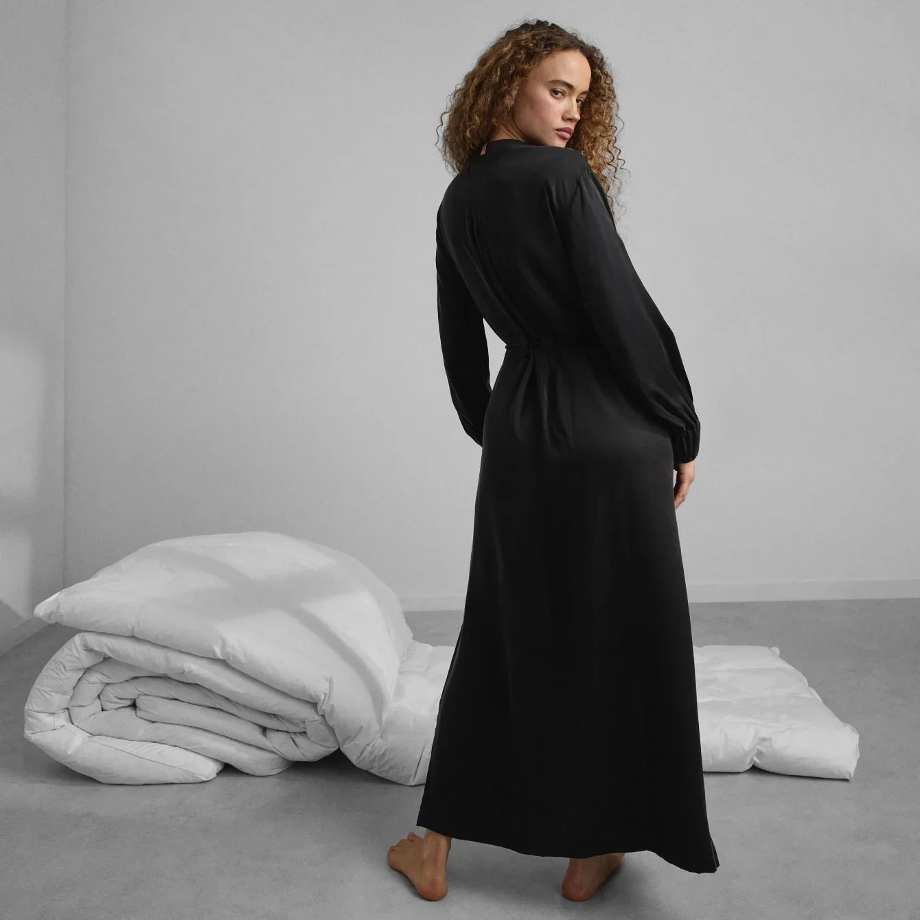 Washable Silk Long Robe