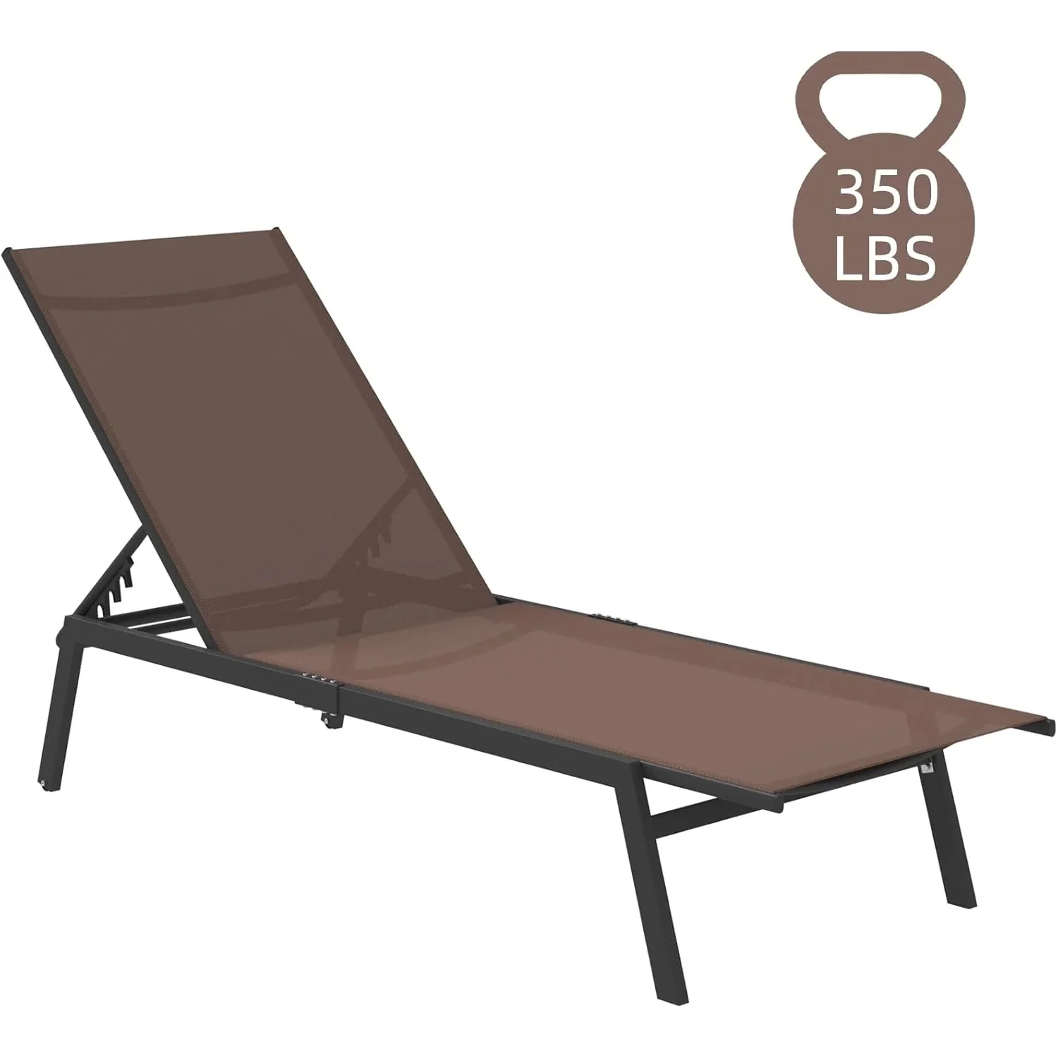 AECOJOY Patio Lounge Chairs, Outdoor Chaise Lounge with Wheels, Brown