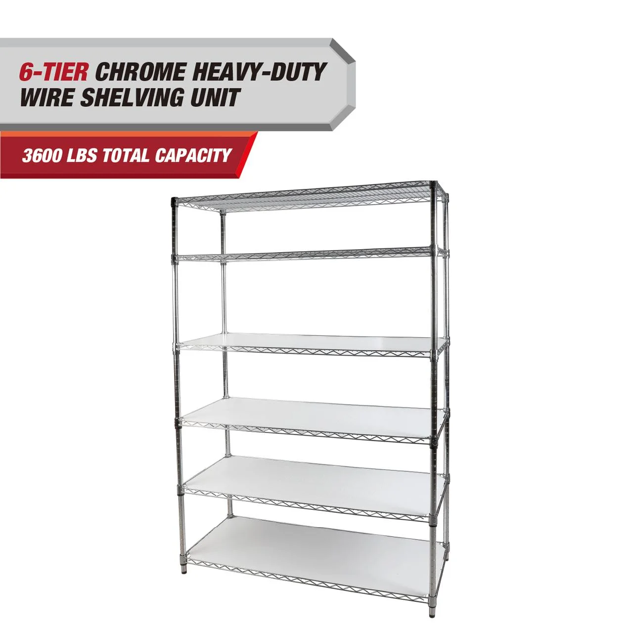 Hyper Tough 6 - Tier Wire Storage Shelves with Liners, 48
