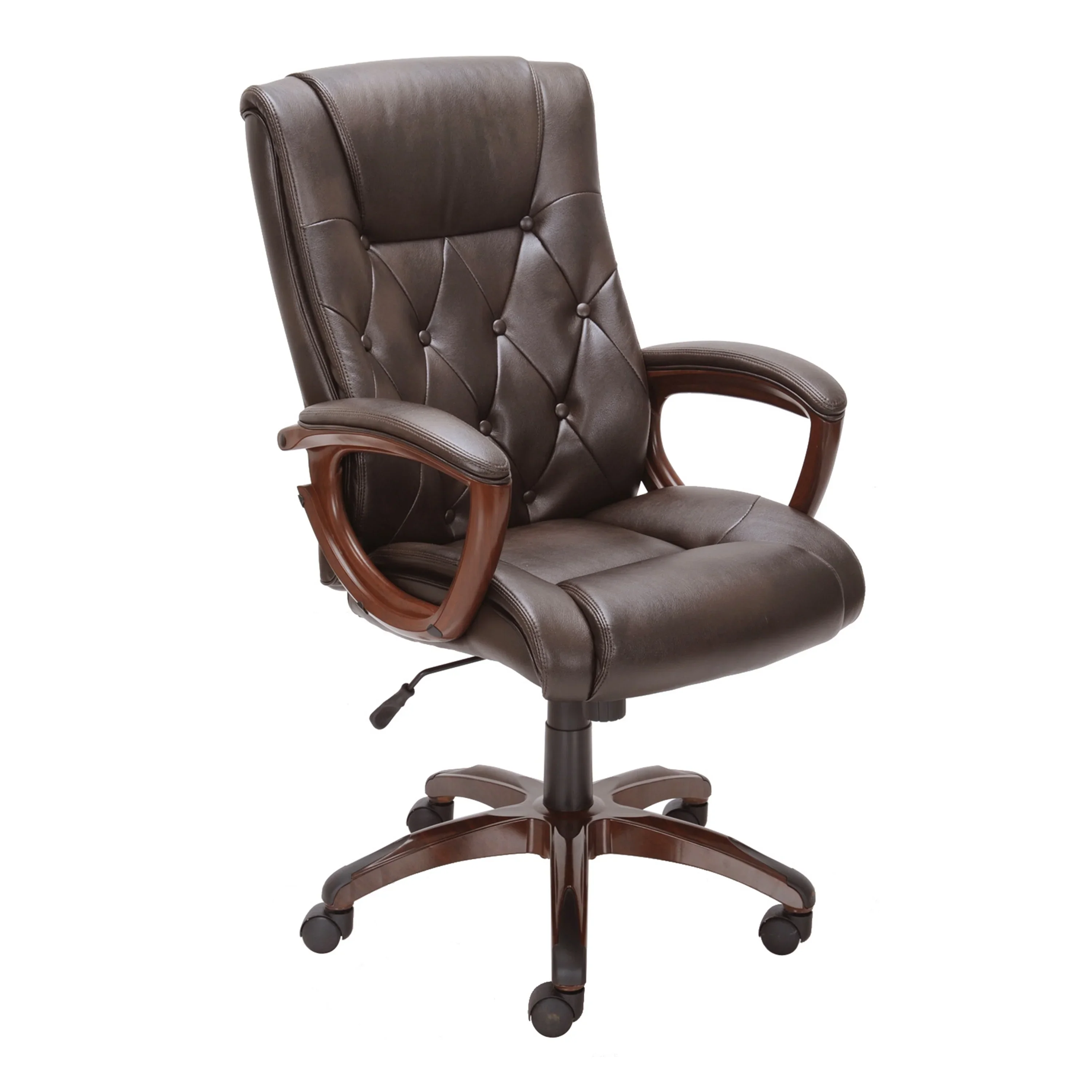 Better Homes and Gardens Executive, Mid-Back Manager's Office Chair with Arms, Black Bonded Leather