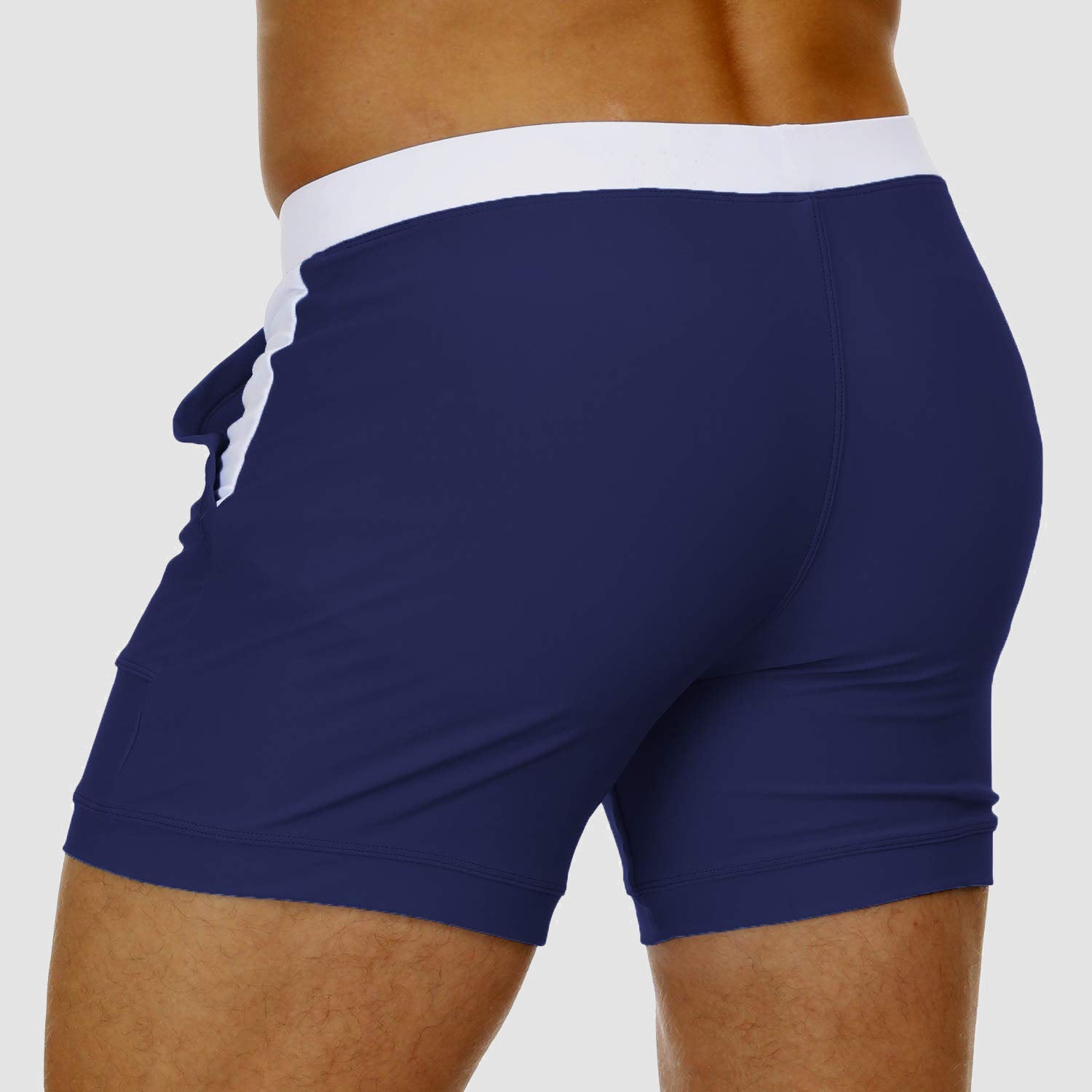 Short de bain homme à jambes carrées avec poches et doublure en maille, sous-vêtement de plage