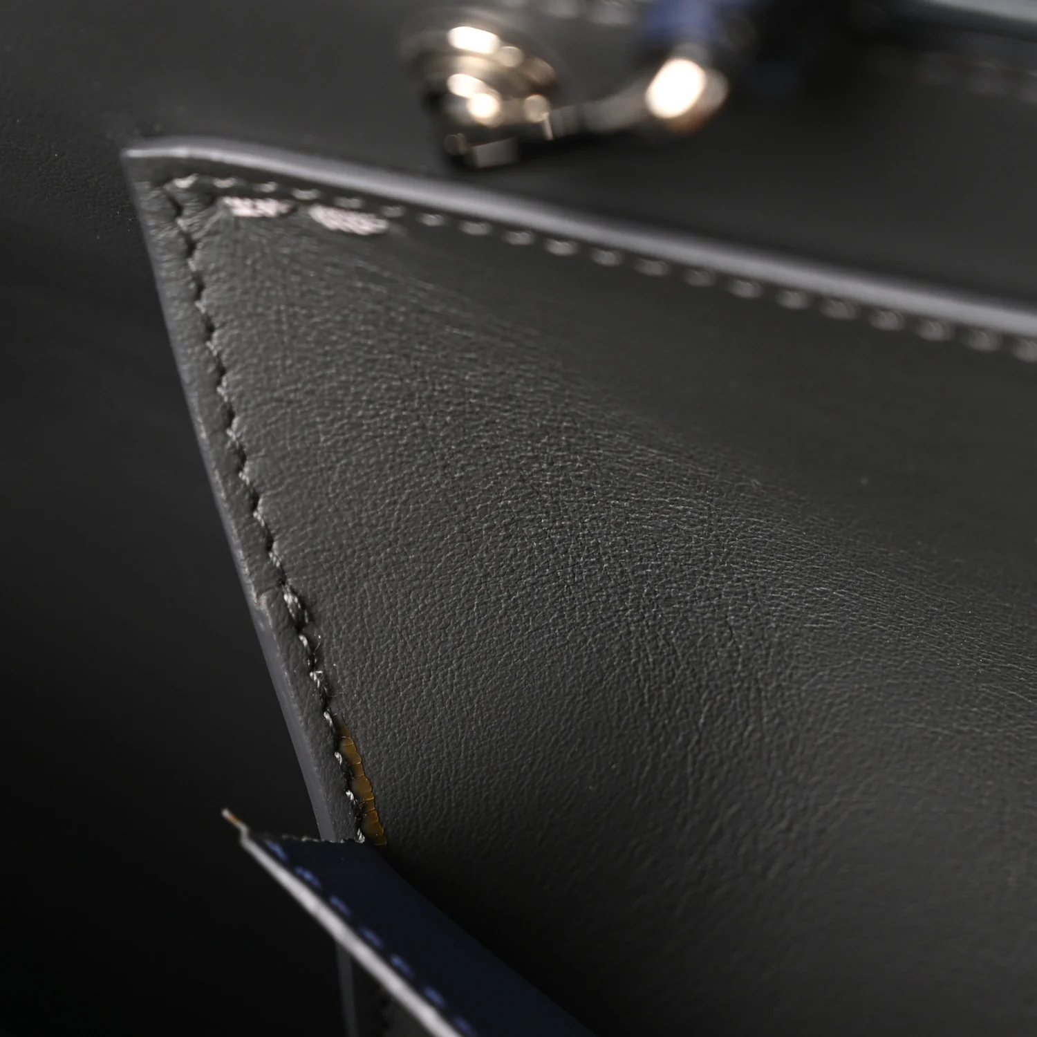 Calfskin Embossed Large Peekaboo Iconic Fit Satchel Blueberry