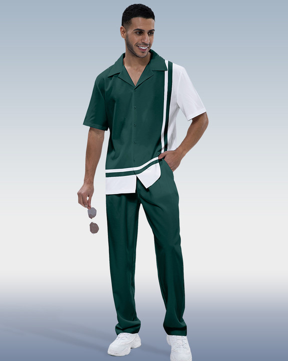 Costume de marche à manches courtes imprimé color block pour homme Suitmens 199