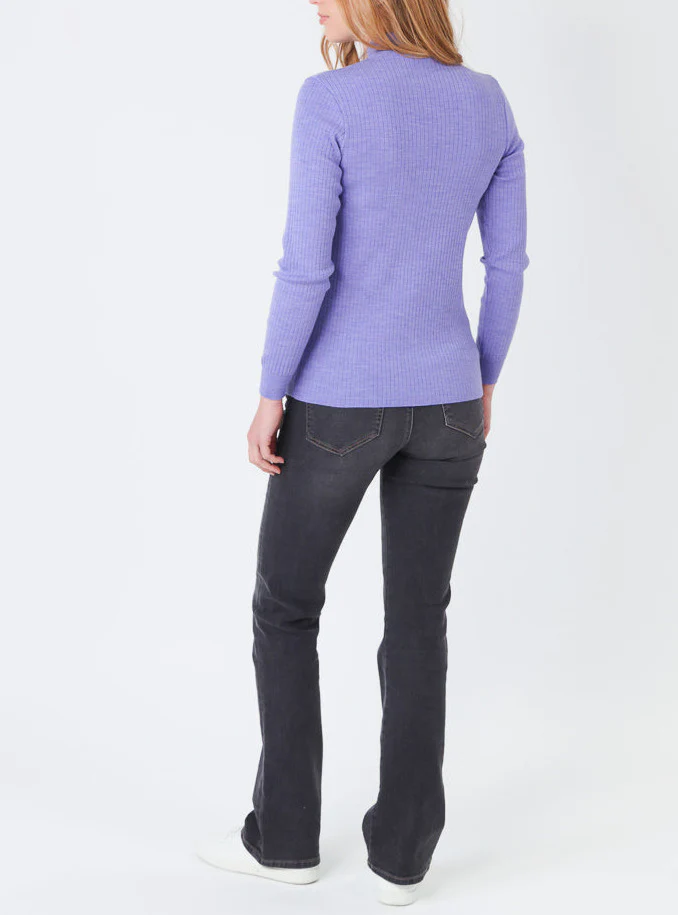 Pull chaussette  femme col cheminee laine mérinos Violet Parme