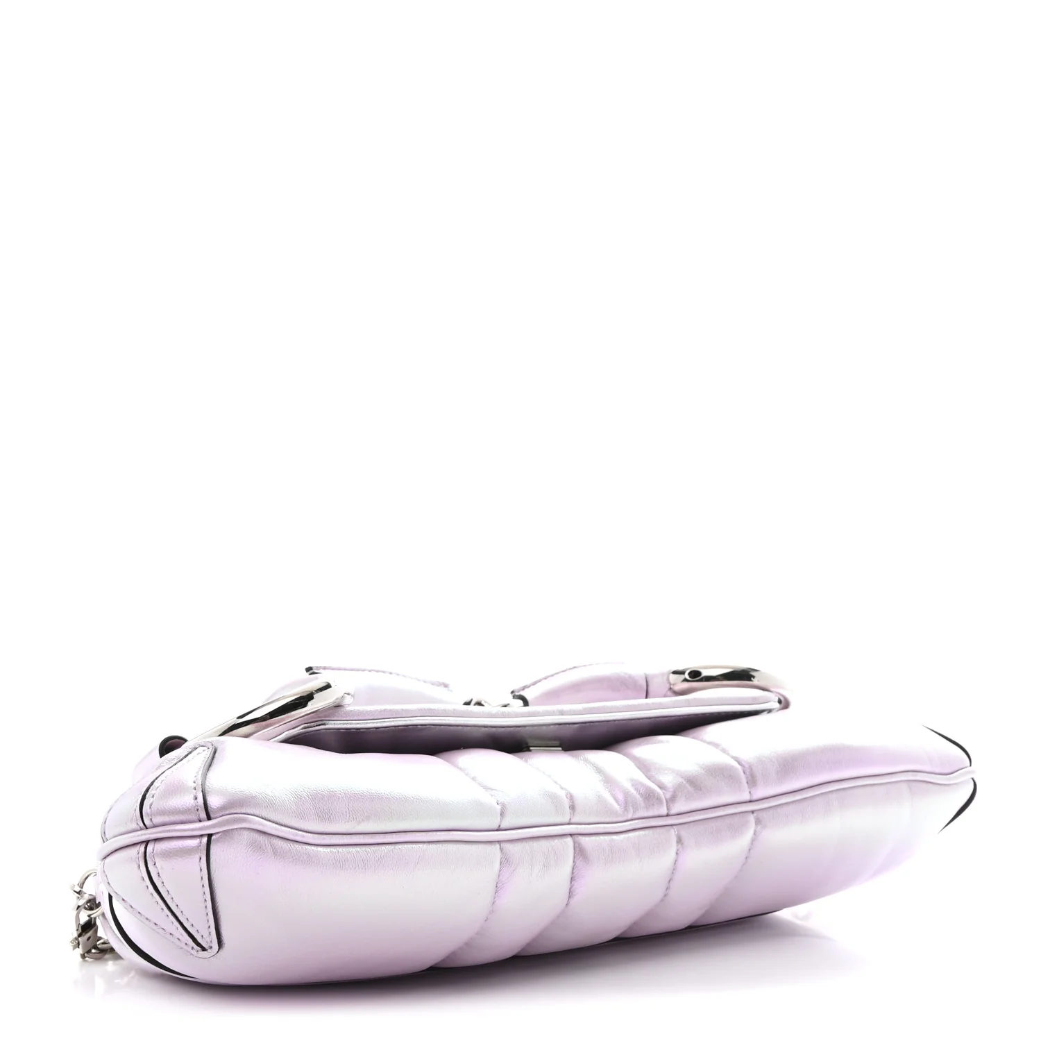 Iridescent Nappa Vertical Matelasse Medium Maxi Horsebit Chain Shoulder Bag Escape Pink