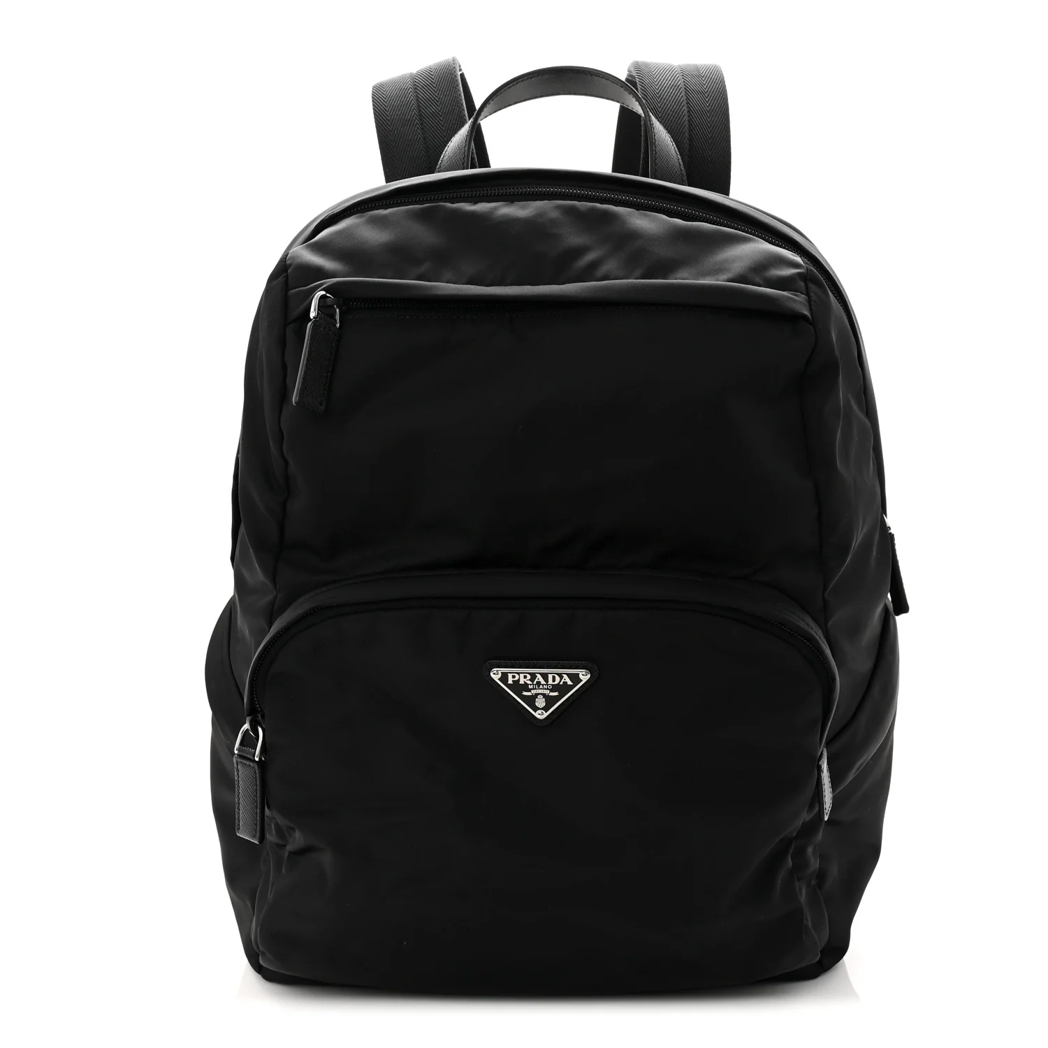 Re-Nylon Saffiano Zip Backpack Black