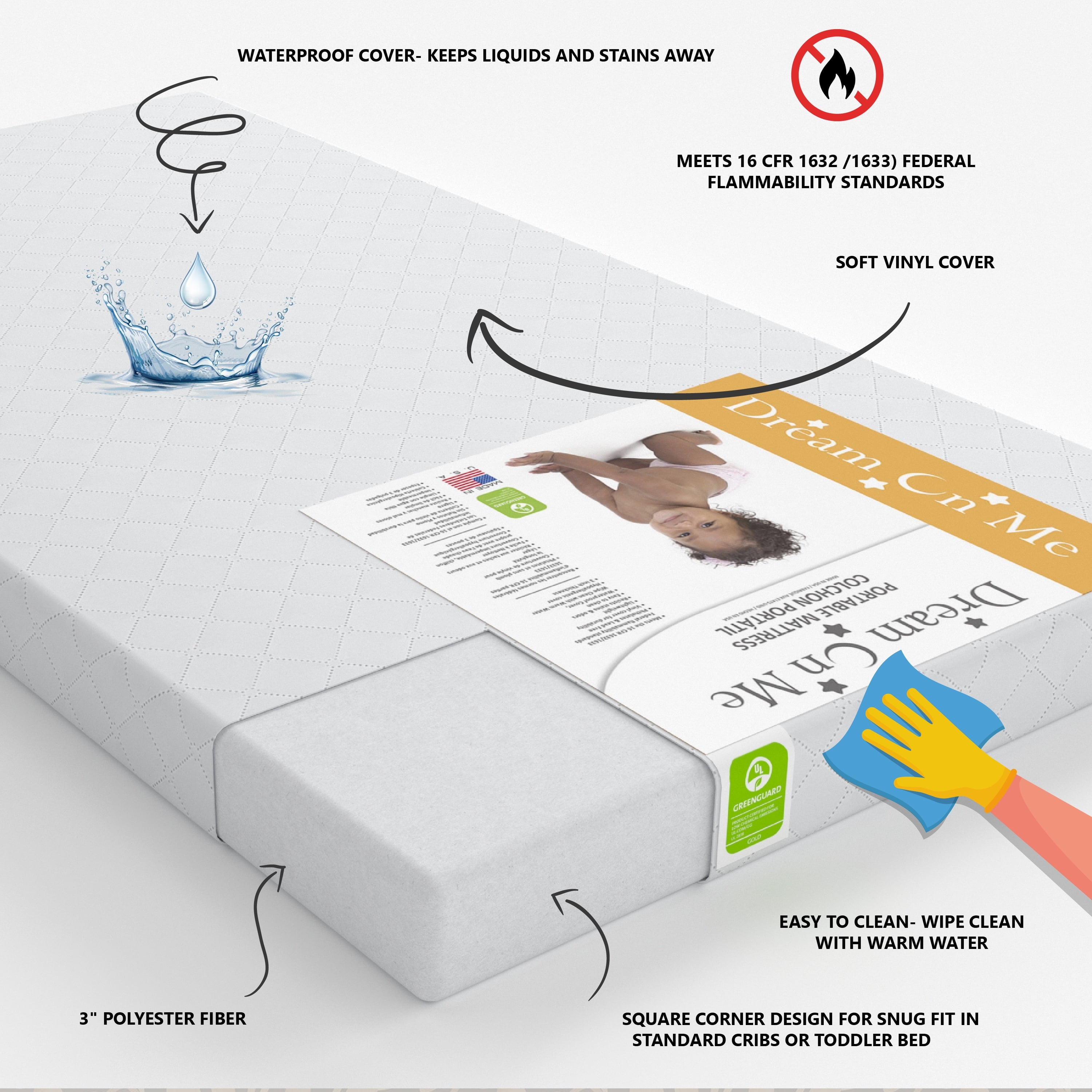 on Me. Sunset 3 Extra Firm Fiber Portable Crib Mattress